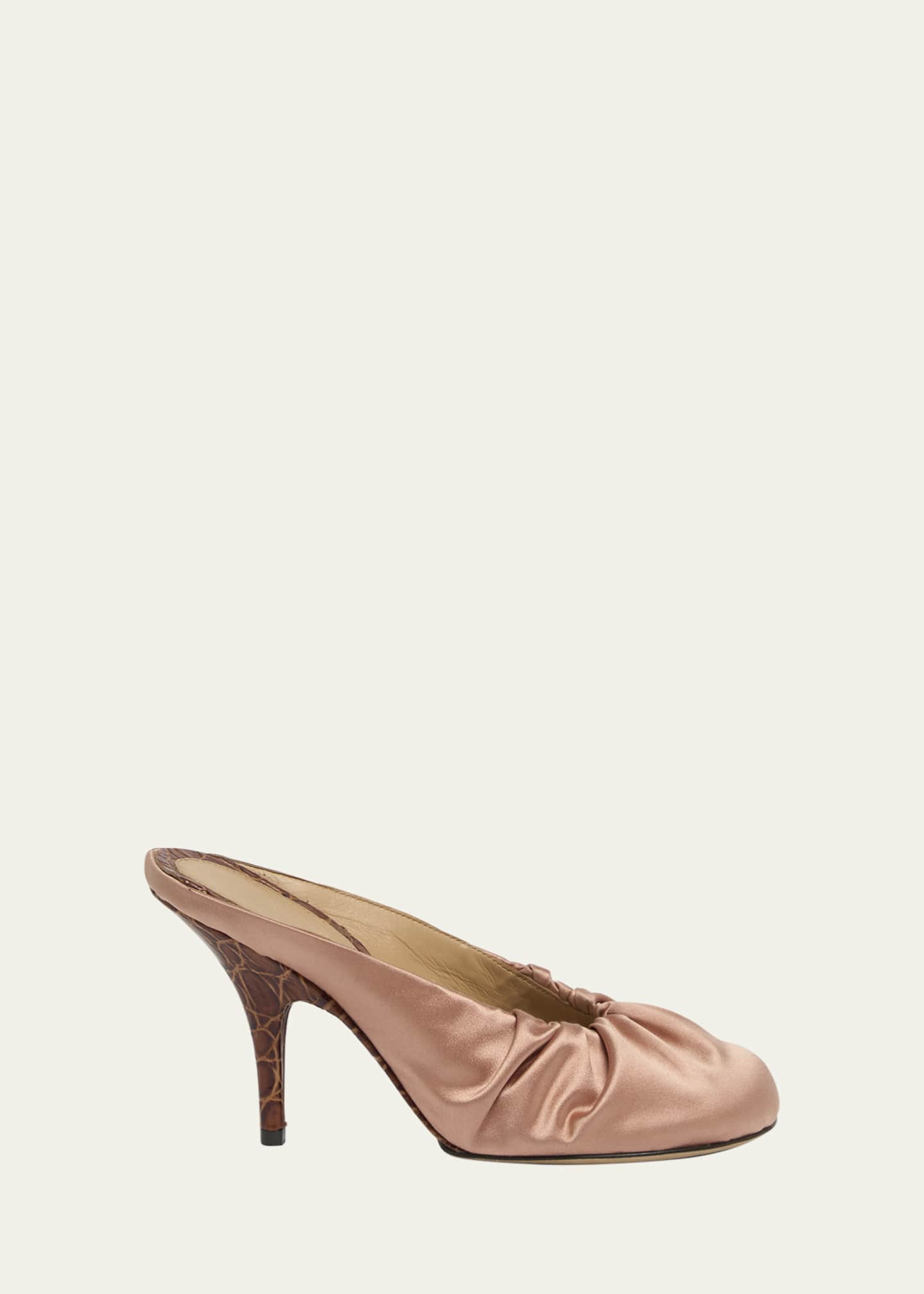 Dries Van Noten Ruched Satin Mules Image 1 of 4