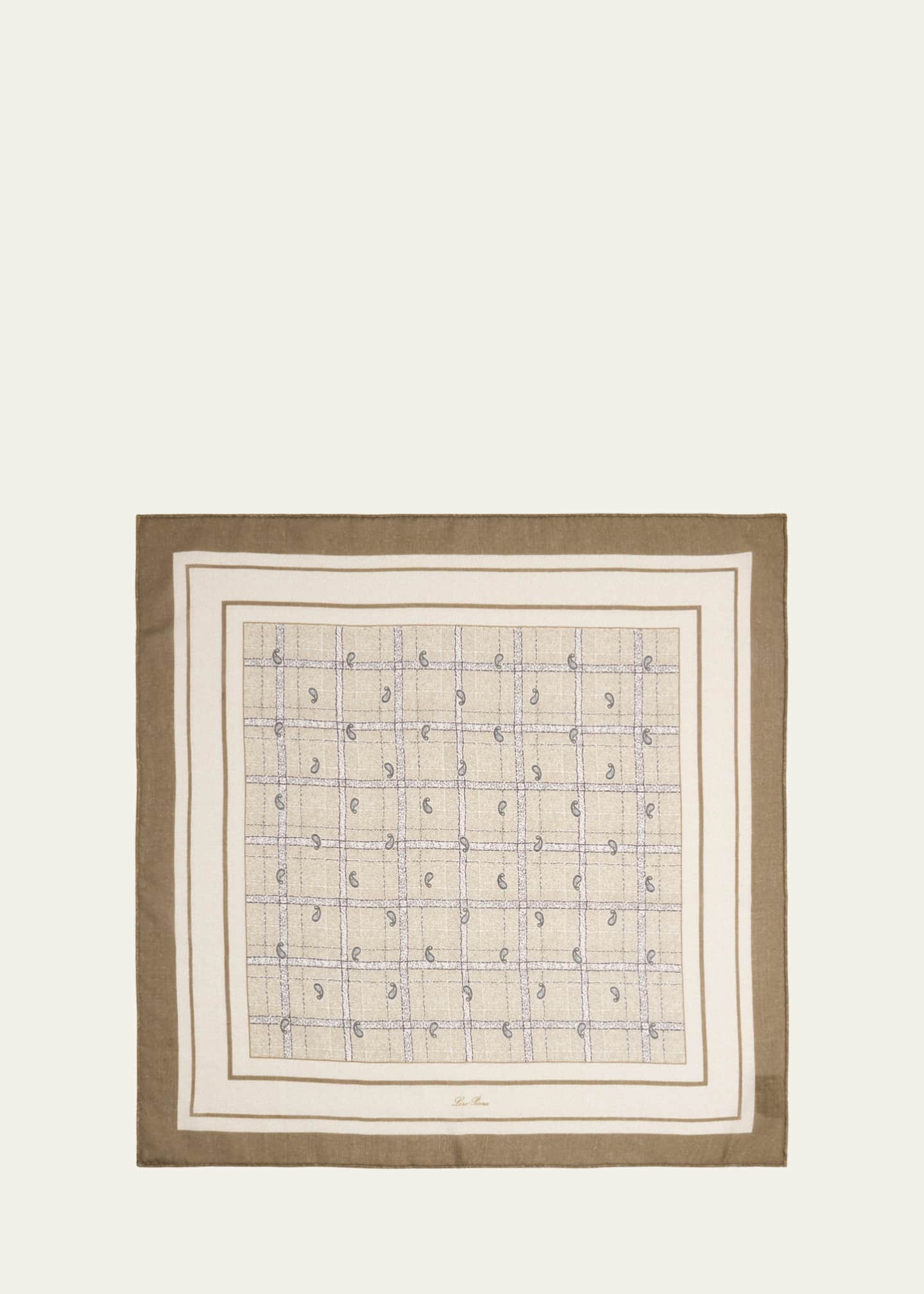 Loro Piana Men's Boteh Cashmere and Silk Pocket Square