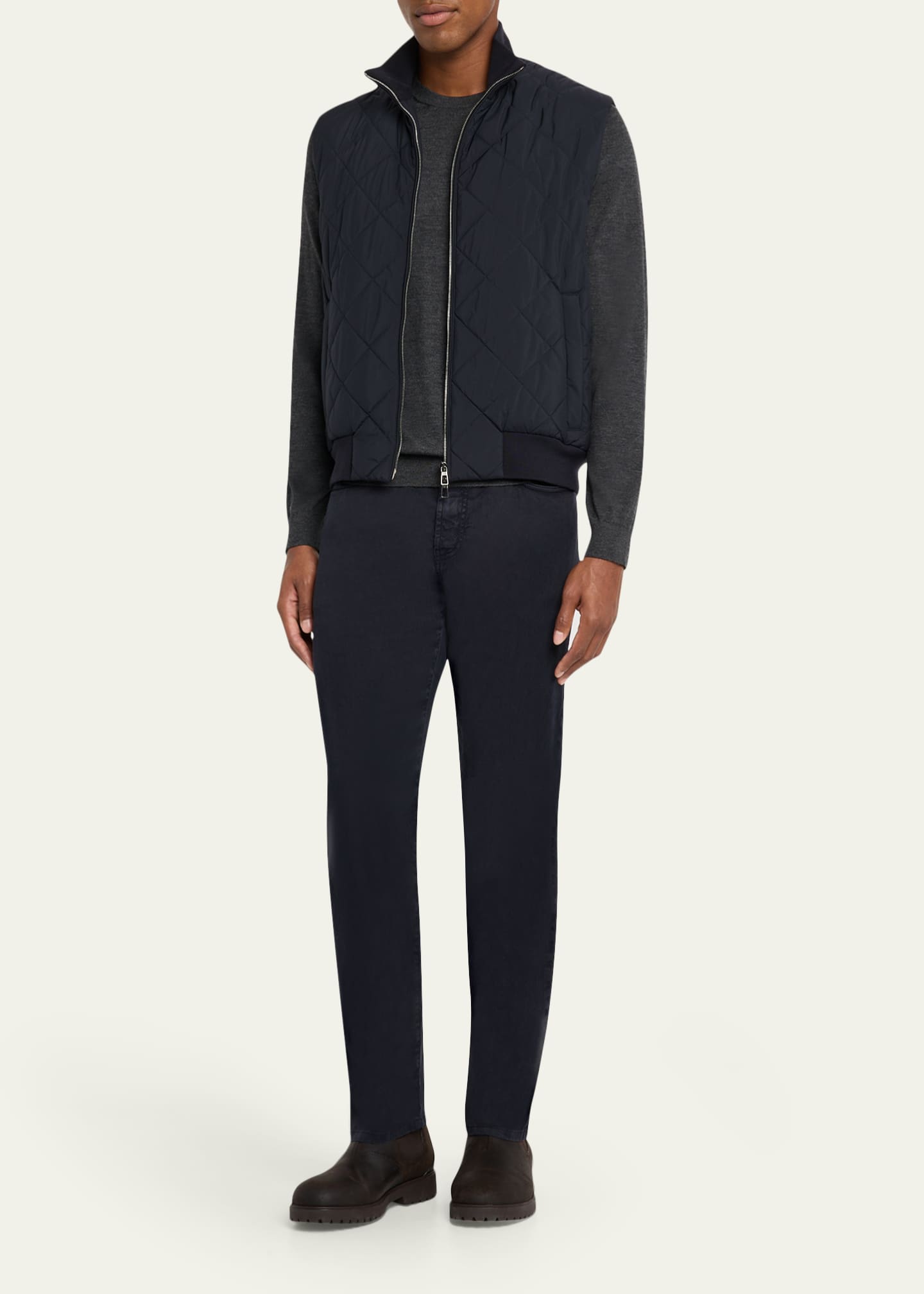 Loro Piana Men's Sottile Wool, Silk and Cashmere Crewneck Sweater Image 2 of 5