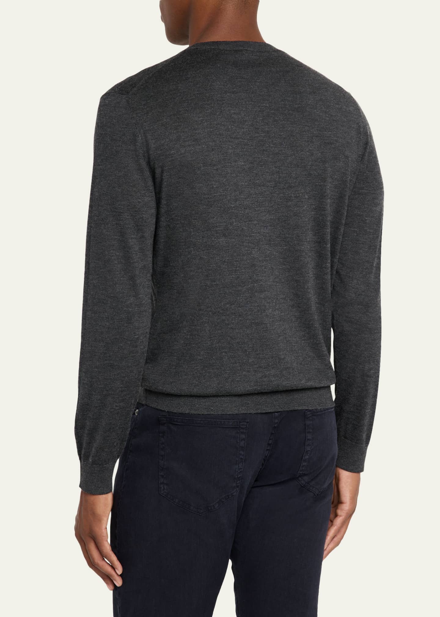 Loro Piana Men's Sottile Wool, Silk and Cashmere Crewneck Sweater Image 3 of 5
