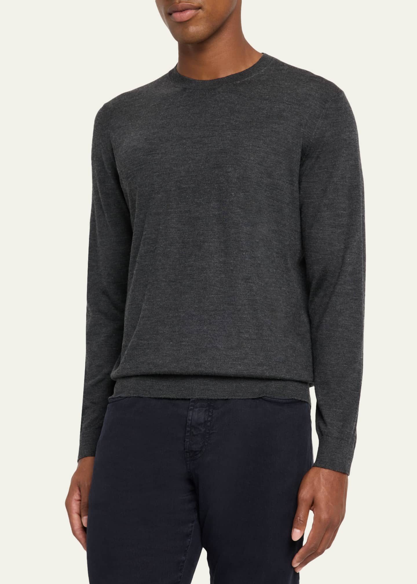 Loro Piana Men's Sottile Wool, Silk and Cashmere Crewneck Sweater Image 4 of 5