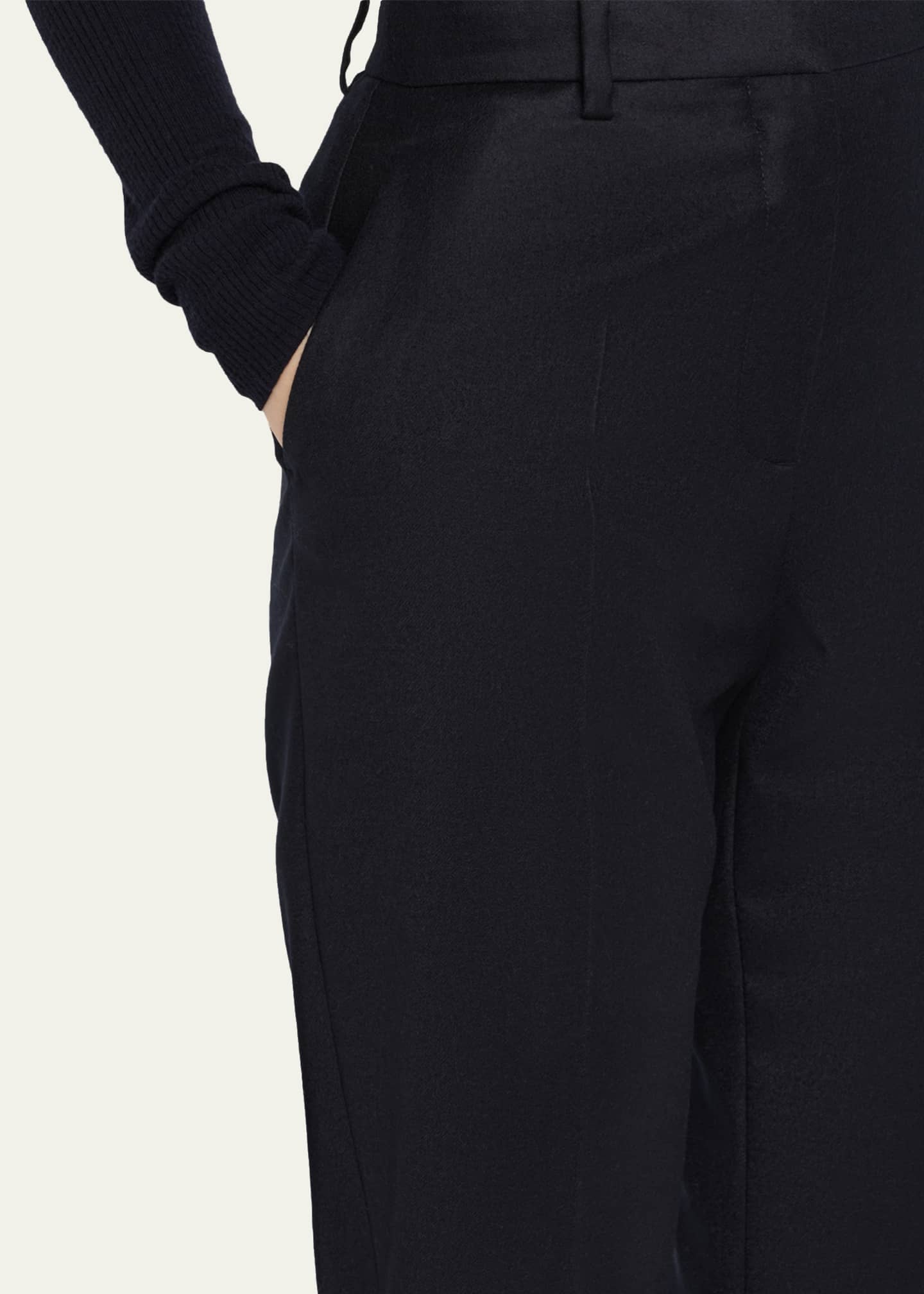Loro Piana Dermot Wool-Cashmere Flannel Straight-Leg Ankle Pants