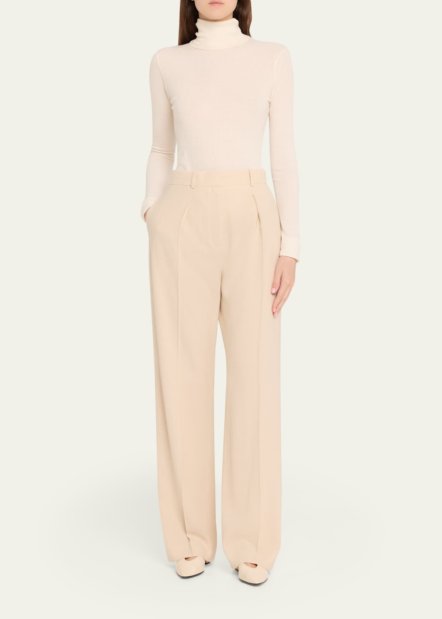 Loro Piana Edward Pleated Wide-Leg Trousers - Bergdorf Goodman