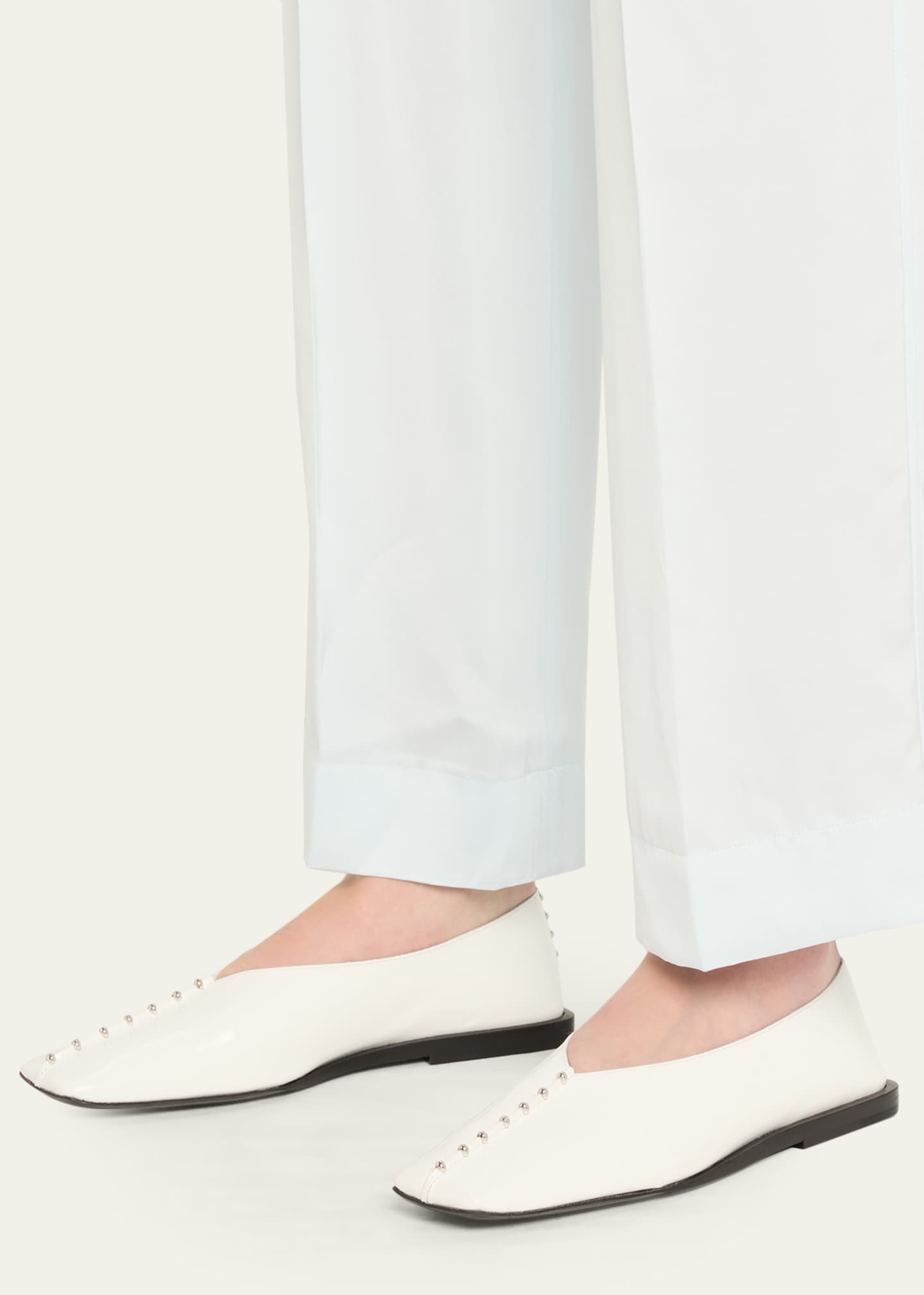 Jil Sander Studded Leather Ballerina Flats - Bergdorf Goodman