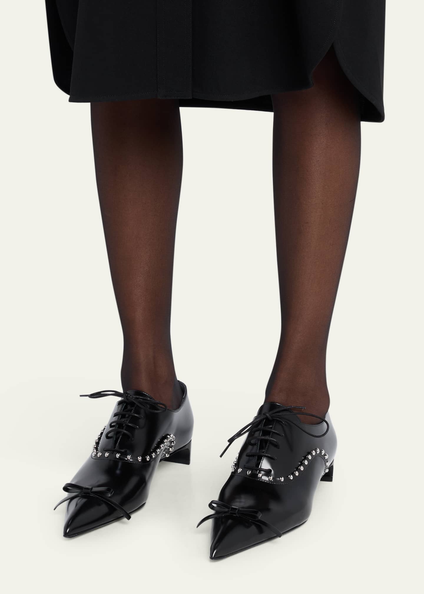 Jil Sander Studded Lace-Up Leather Oxford Pumps - Bergdorf Goodman