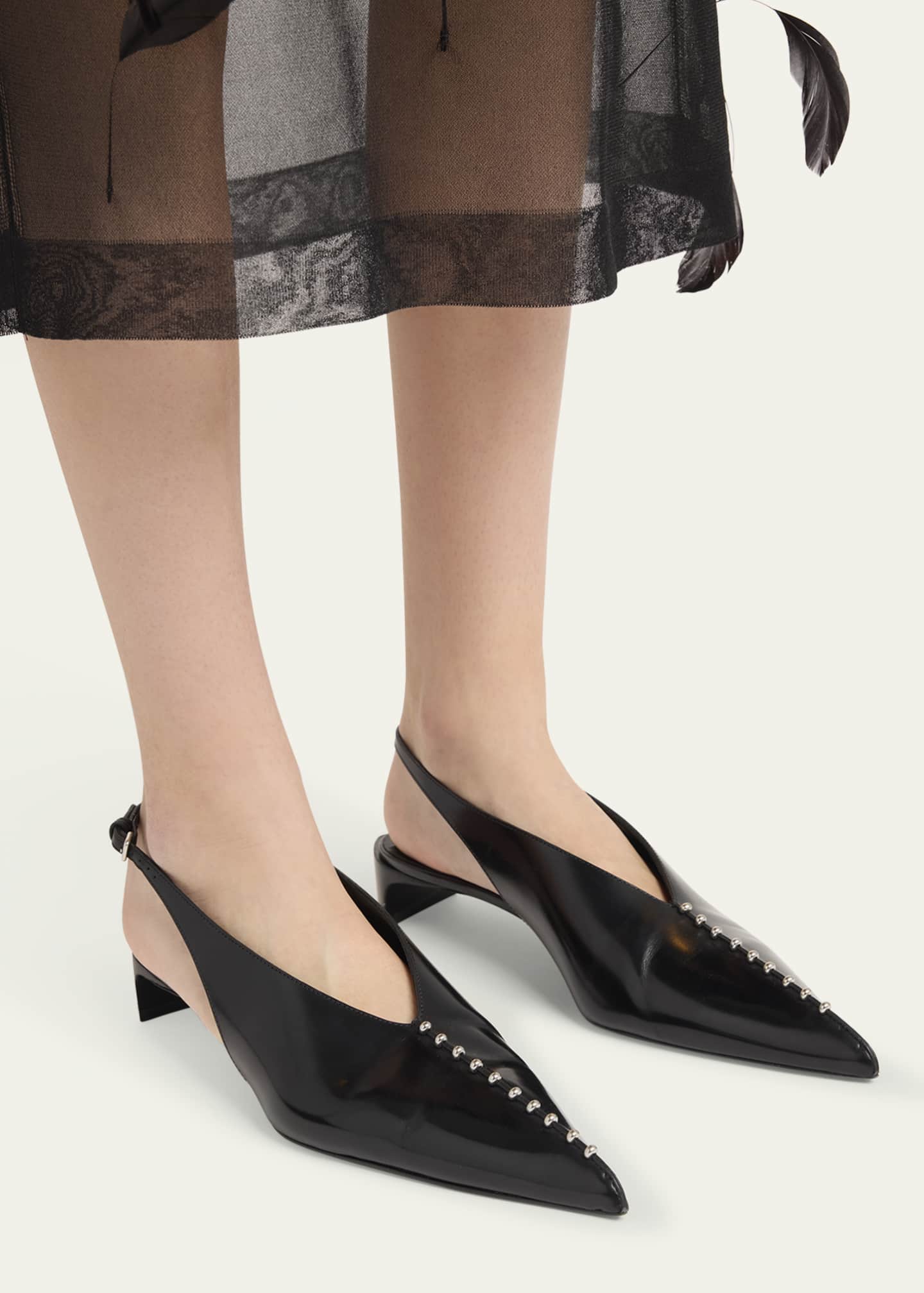 Jil Sander Leather Slingback Pumps - Bergdorf Goodman