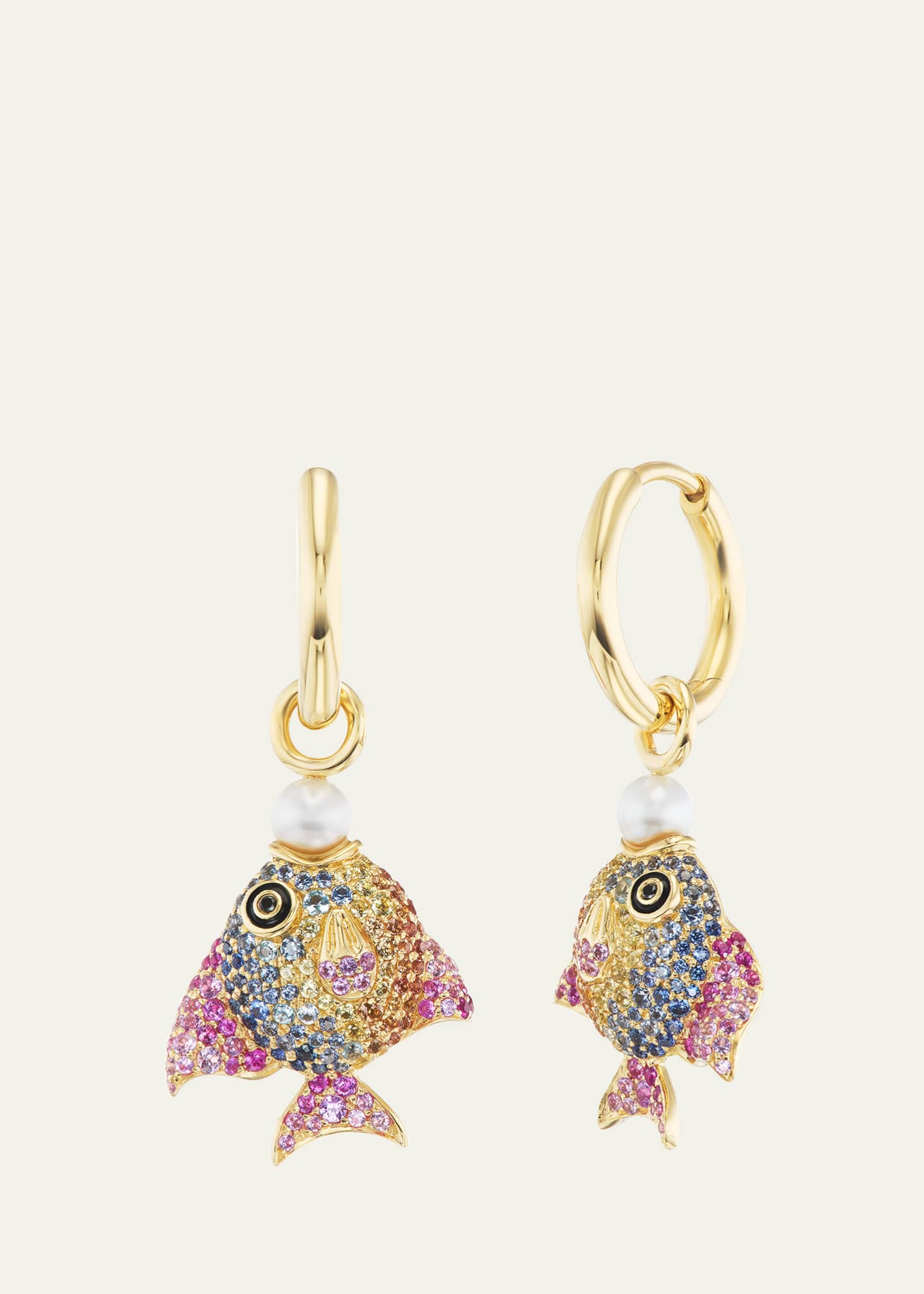 Emily P. Wheeler 18K Yellow Gold Rainbow Fish Earrings Image 1 of 2