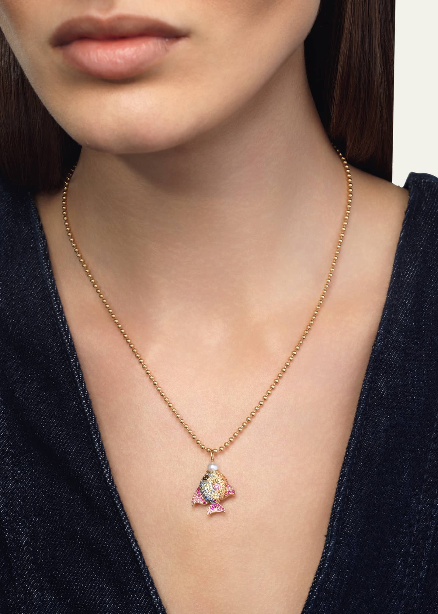 Emily P. Wheeler 18K Yellow Gold Rainbow Fish Necklace Image 2 of 2