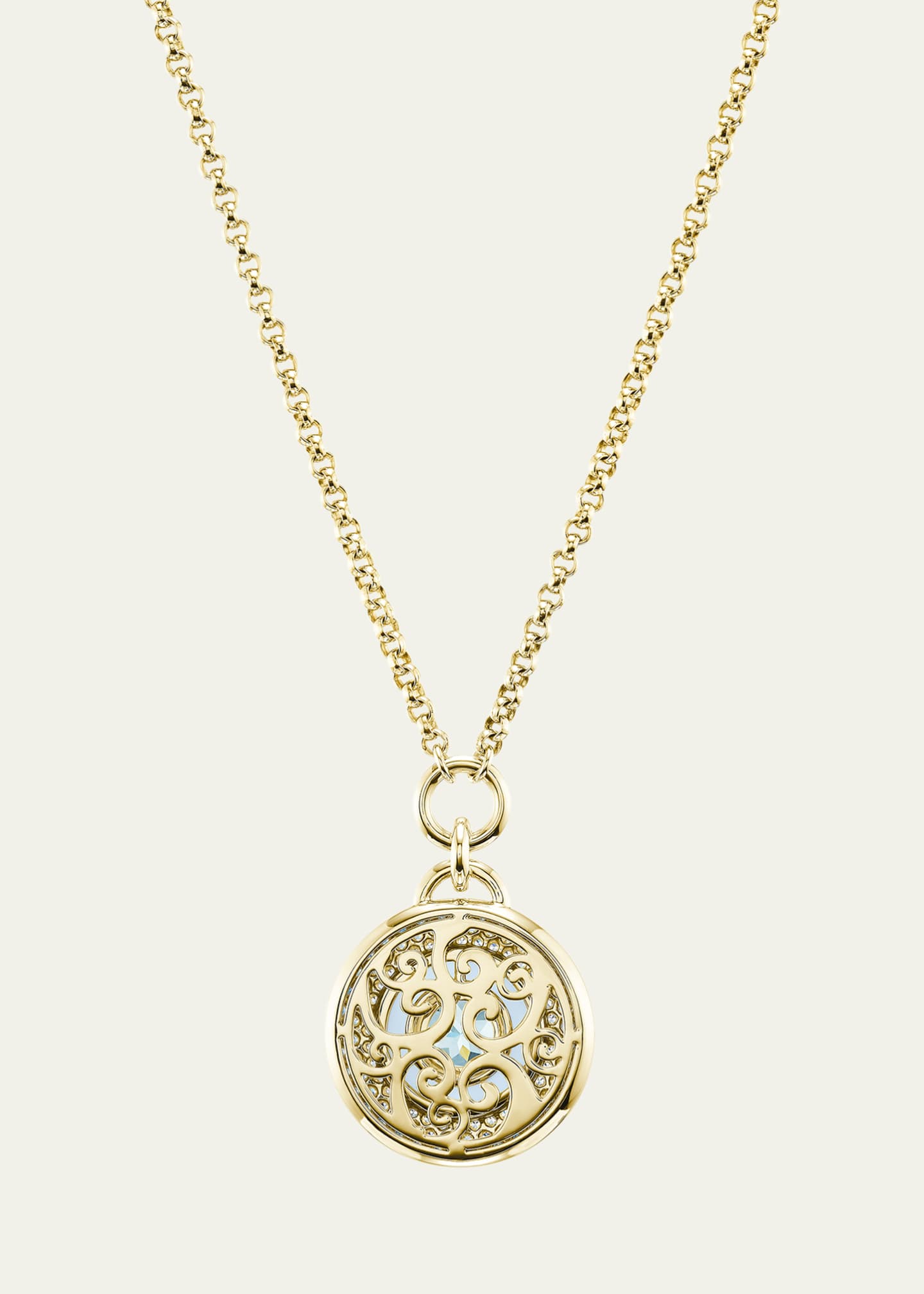 Emily P. Wheeler 18K Air Medallion Necklace with Blue Lace Agate, Aquamarine and Sapphires Image 2 of 3