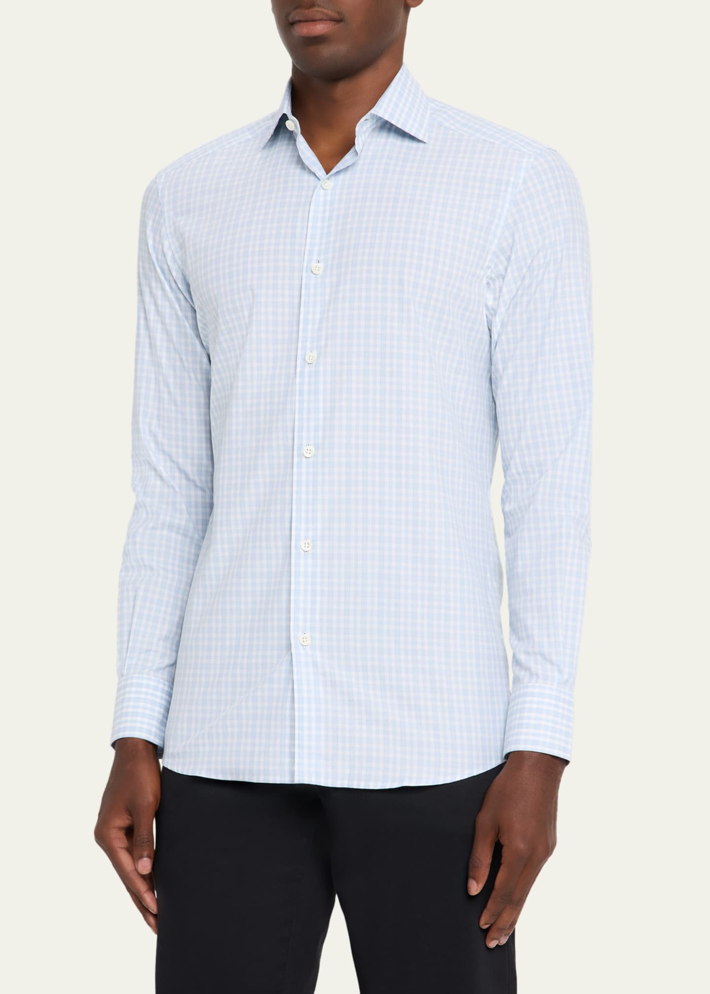 ZEGNA Men's Centoquaranta Twill Plaid Sport Shirt Image 4 of 5