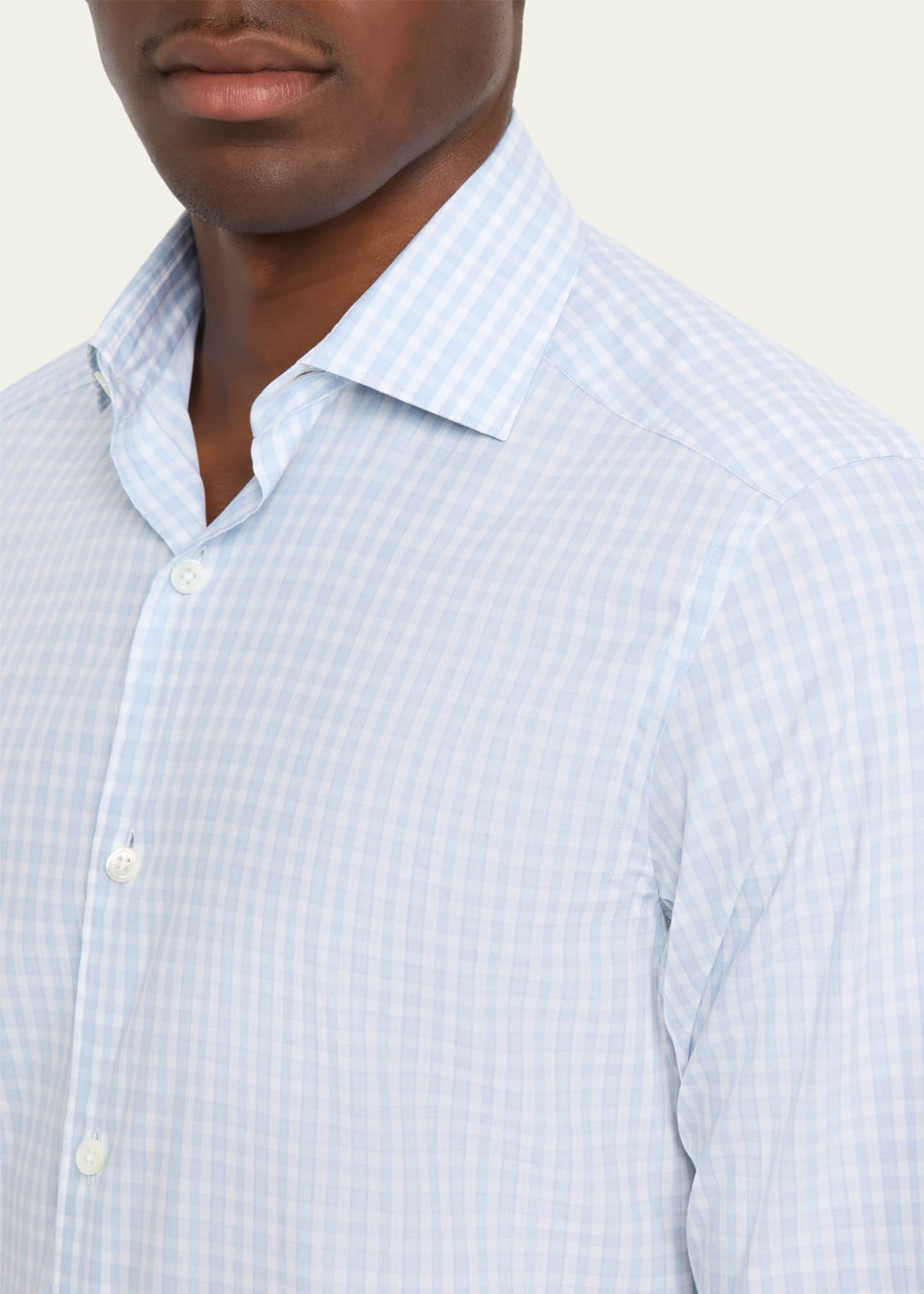 ZEGNA Men's Centoquaranta Twill Plaid Sport Shirt Image 5 of 5