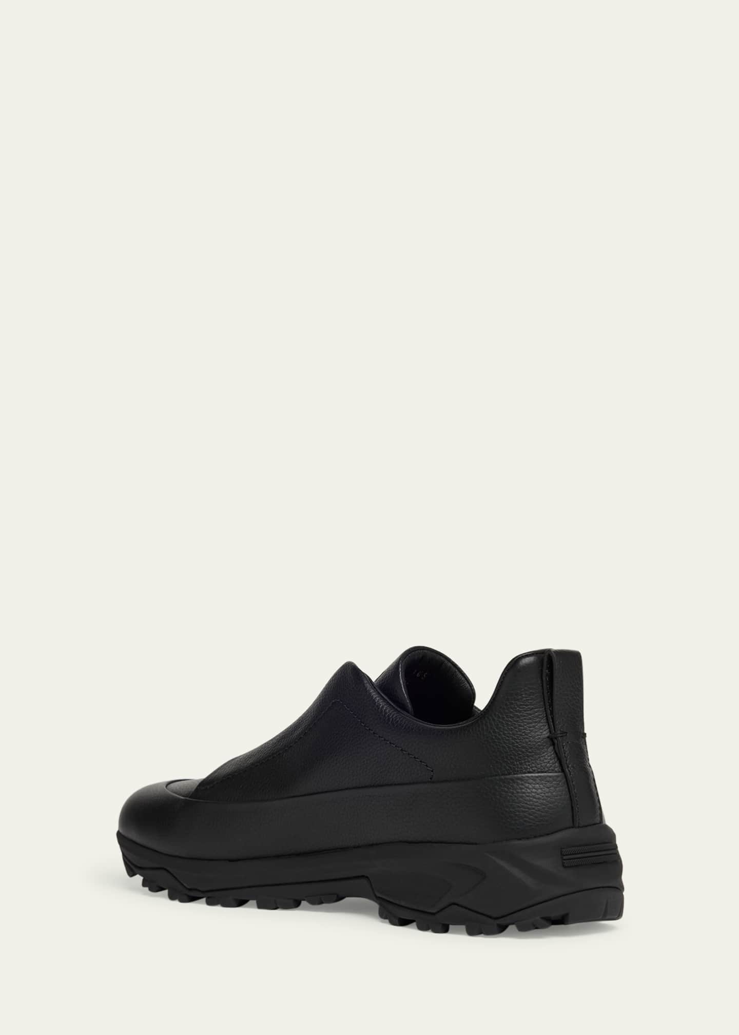 ZEGNA Men's Triple Stitch™ Monte Grained Leather Slip-On Sneakers Image 4 of 6