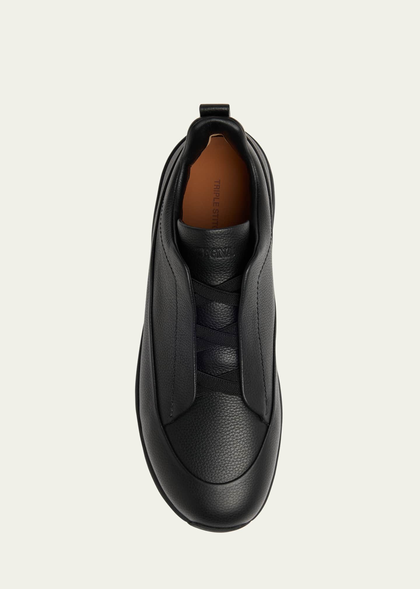 ZEGNA Men's Triple Stitch™ Monte Grained Leather Slip-On Sneakers Image 6 of 6