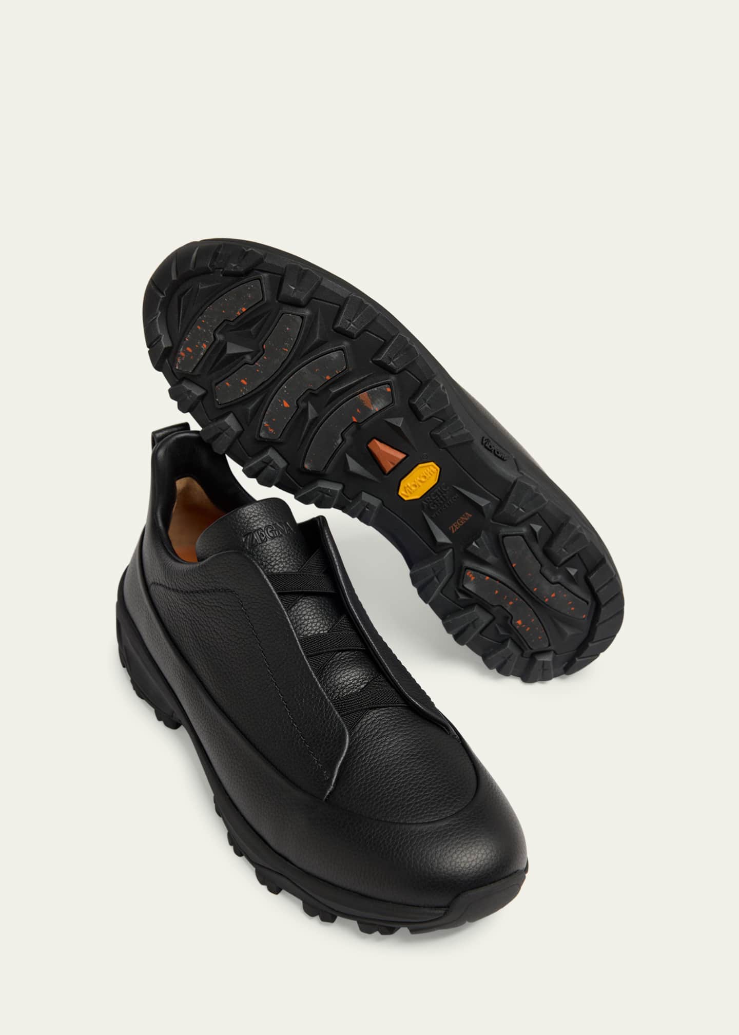 ZEGNA Men's Triple Stitch™ Monte Grained Leather Slip-On Sneakers Image 5 of 6