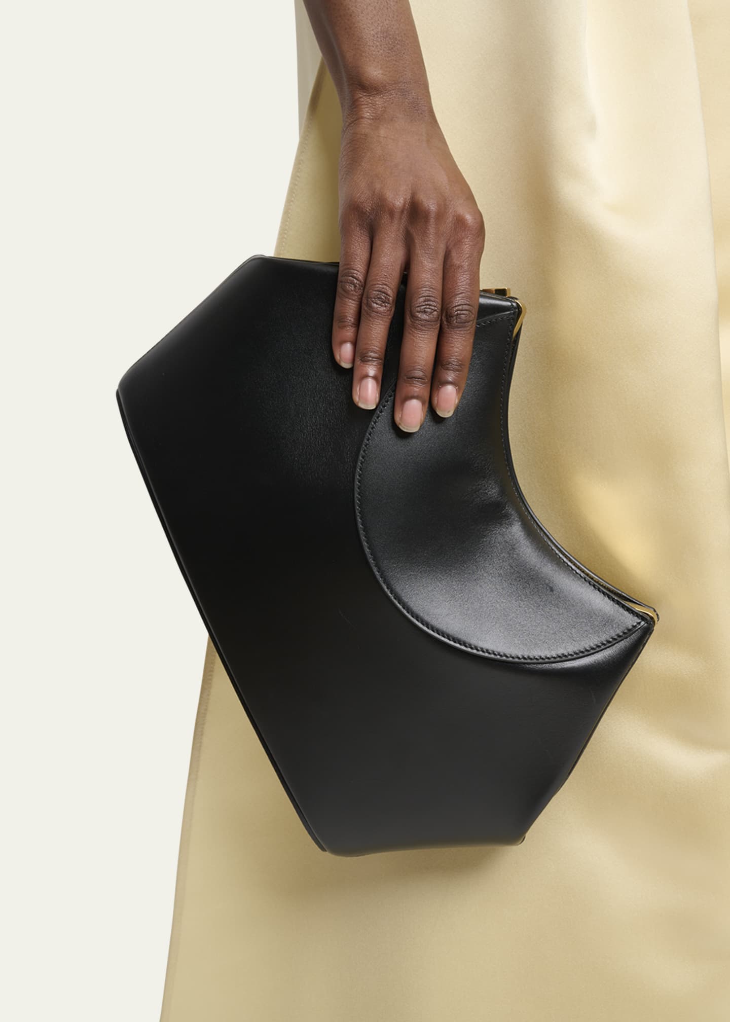Facet Clutch Bag in Smooth Leather