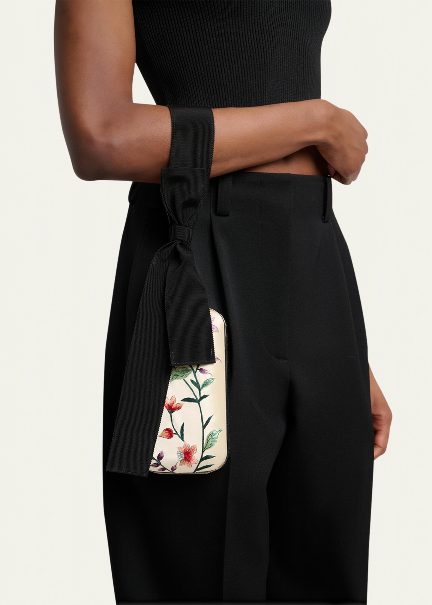 Givenchy Floral-Embroidered Wristlet Clutch Bag in Satin