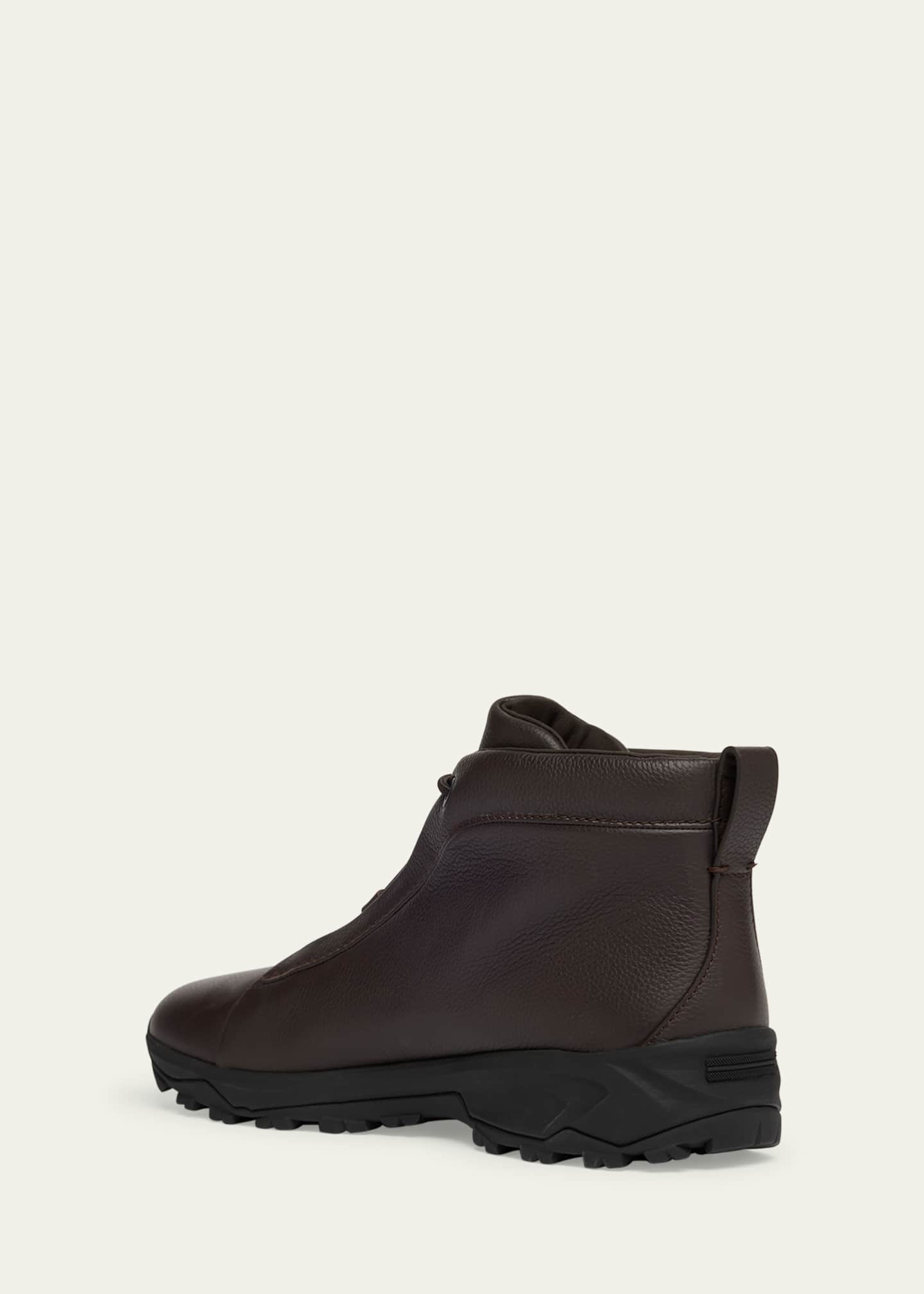 ZEGNA Men's Triple Stitch™ Vetta Grained Leather Sneaker Boots