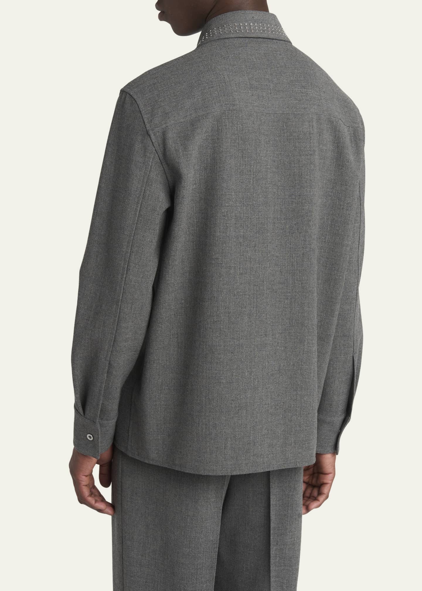 Jil Sander Men's Studded-Collar Wool Button-Down Shirt - Bergdorf