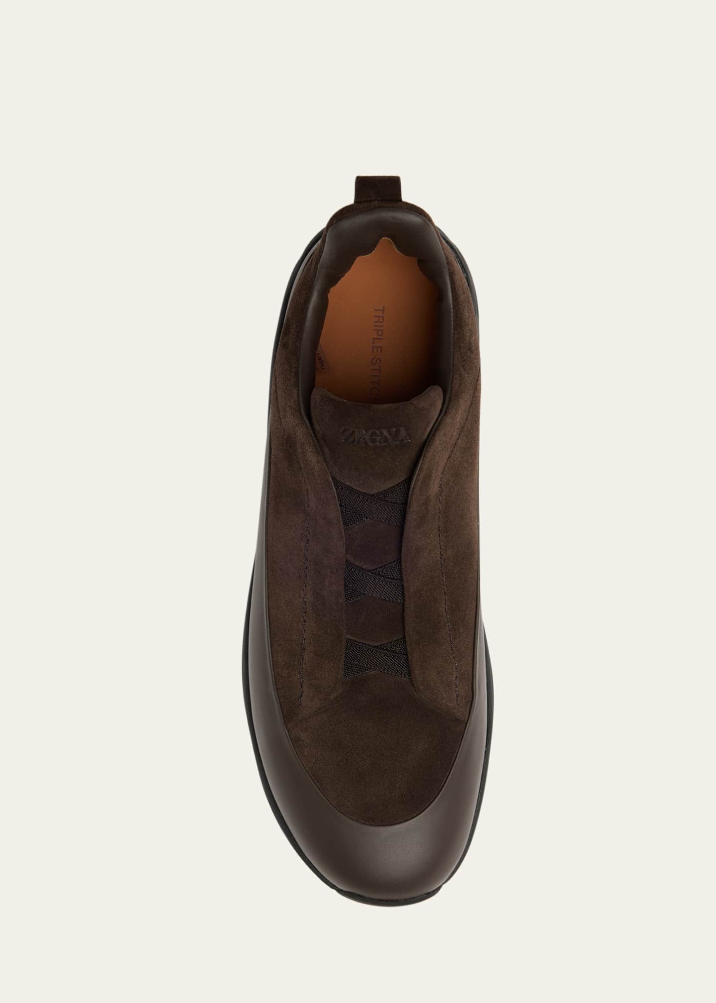 ZEGNA Men's Triple Stitch™ Monte Suede and Leather Slip-On Sneakers Image 6 of 6