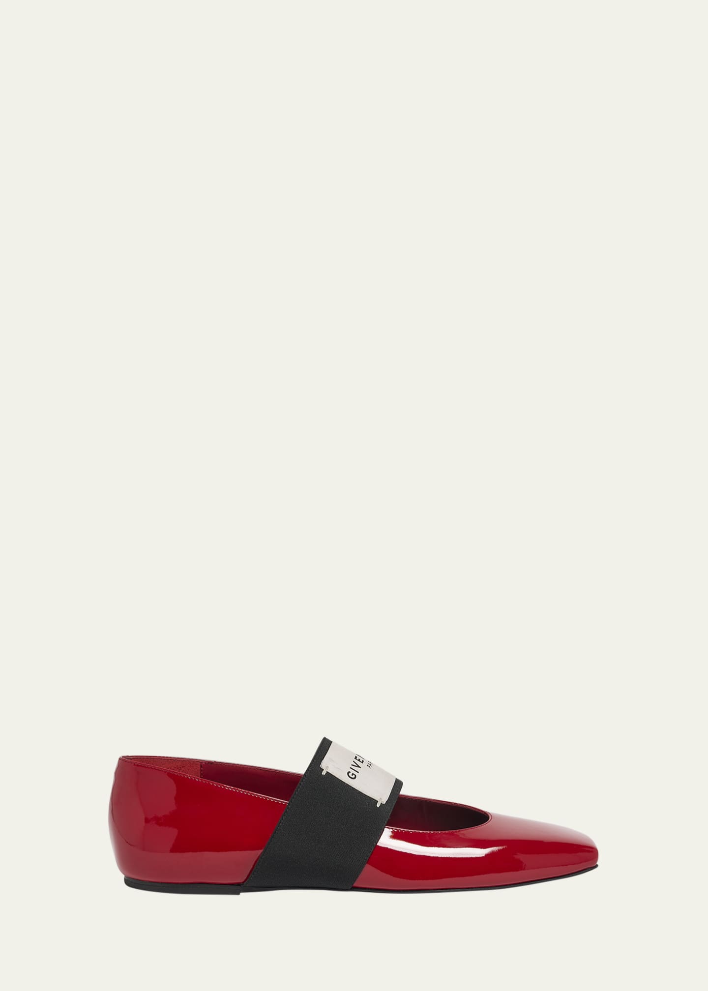 Givenchy Sliced Square Label Patent Leather Ballerina Flats