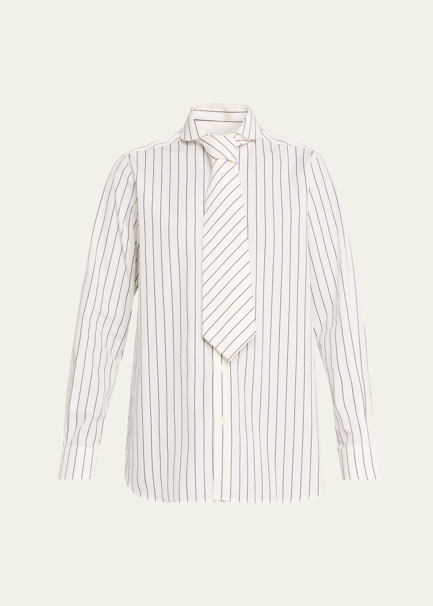 Sebline Striped Neck-Tie Button-Down Shirt - Bergdorf Goodman