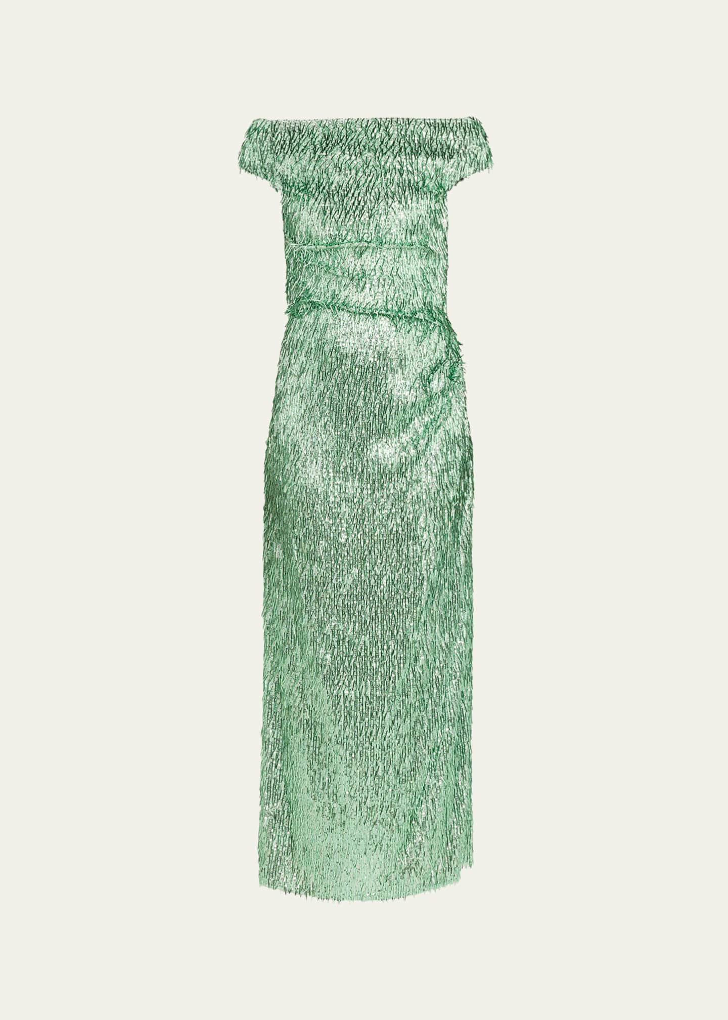 Erdem Beaded Fringe Off-The-Shoulder Midi Cocktail Dress - Bergdorf Goodman