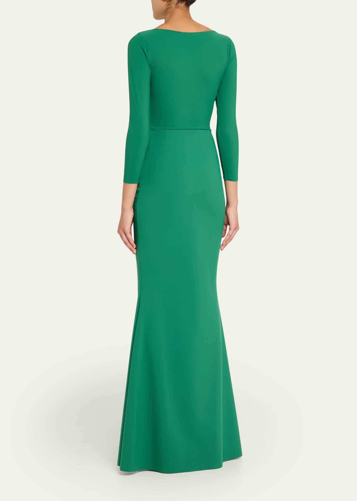 Shir Draped High-Neck Jersey Trumpet Gown