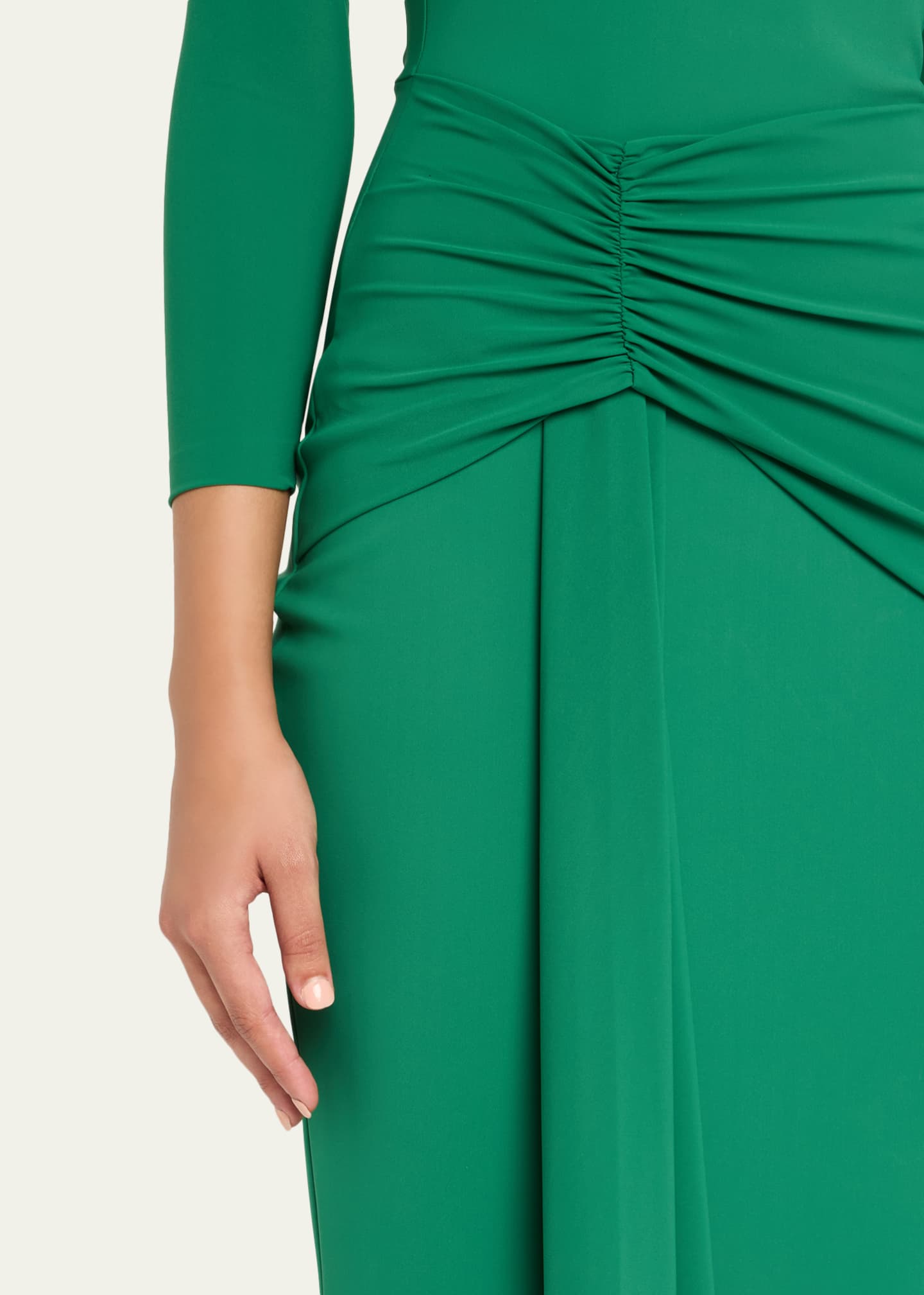 Shir Draped High-Neck Jersey Trumpet Gown