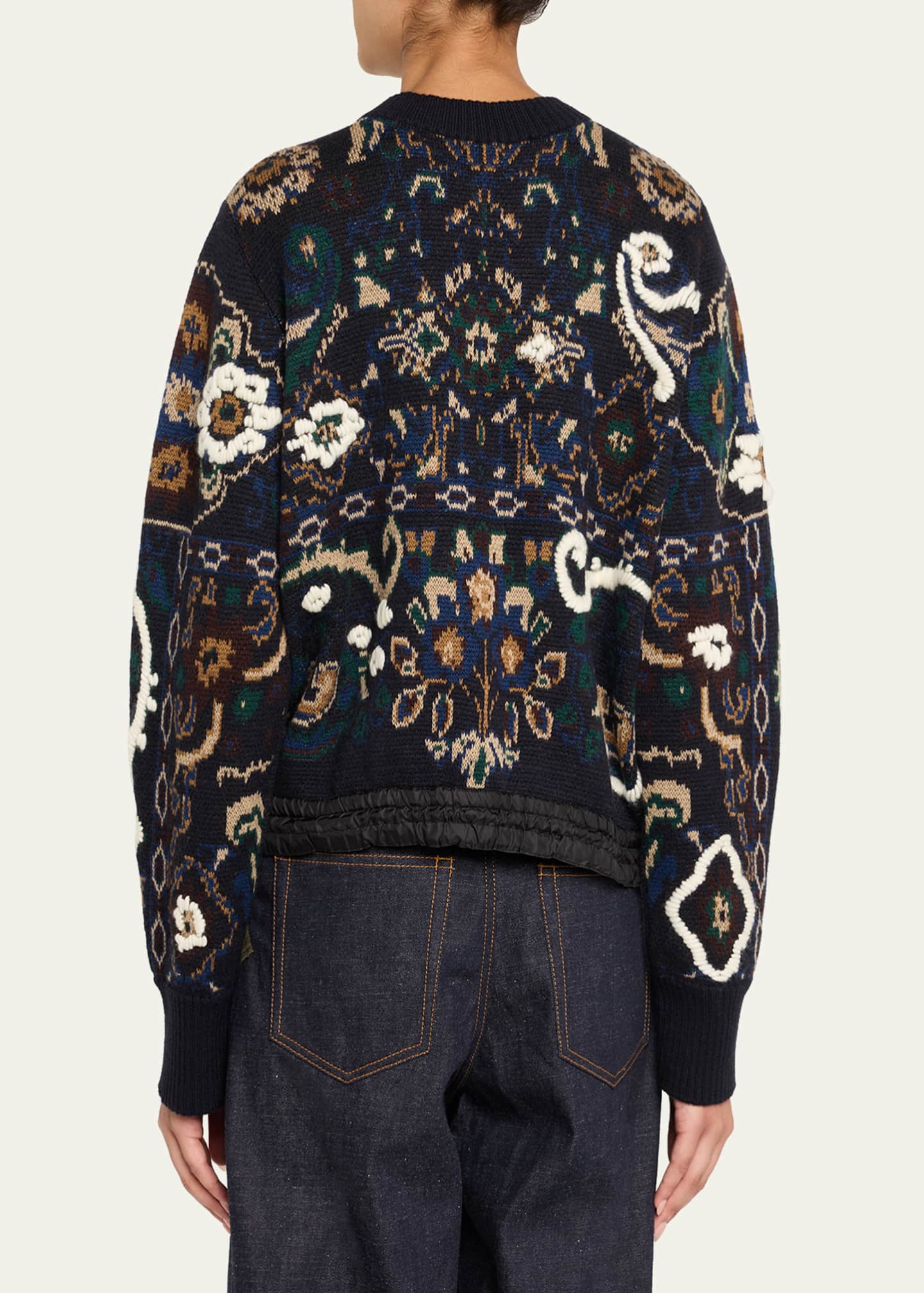 SACAI Floral Jacquard Sweater - Bergdorf Goodman