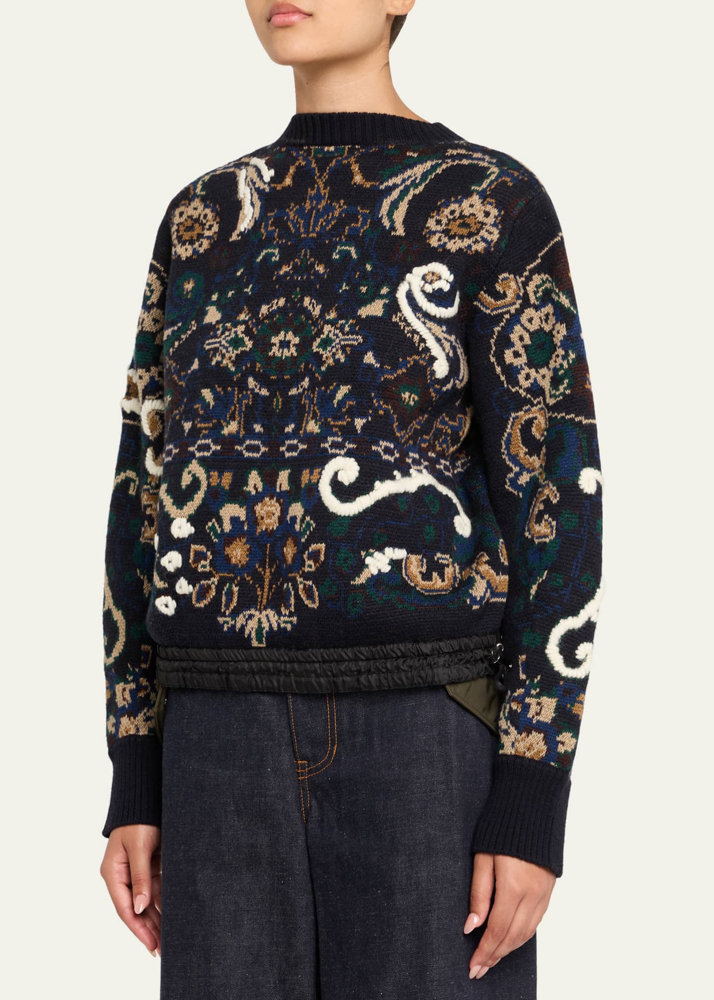 トップス sacai Floral Print Pullover SACAI Floral Jacquard Sweater - Bergdorf Goodman