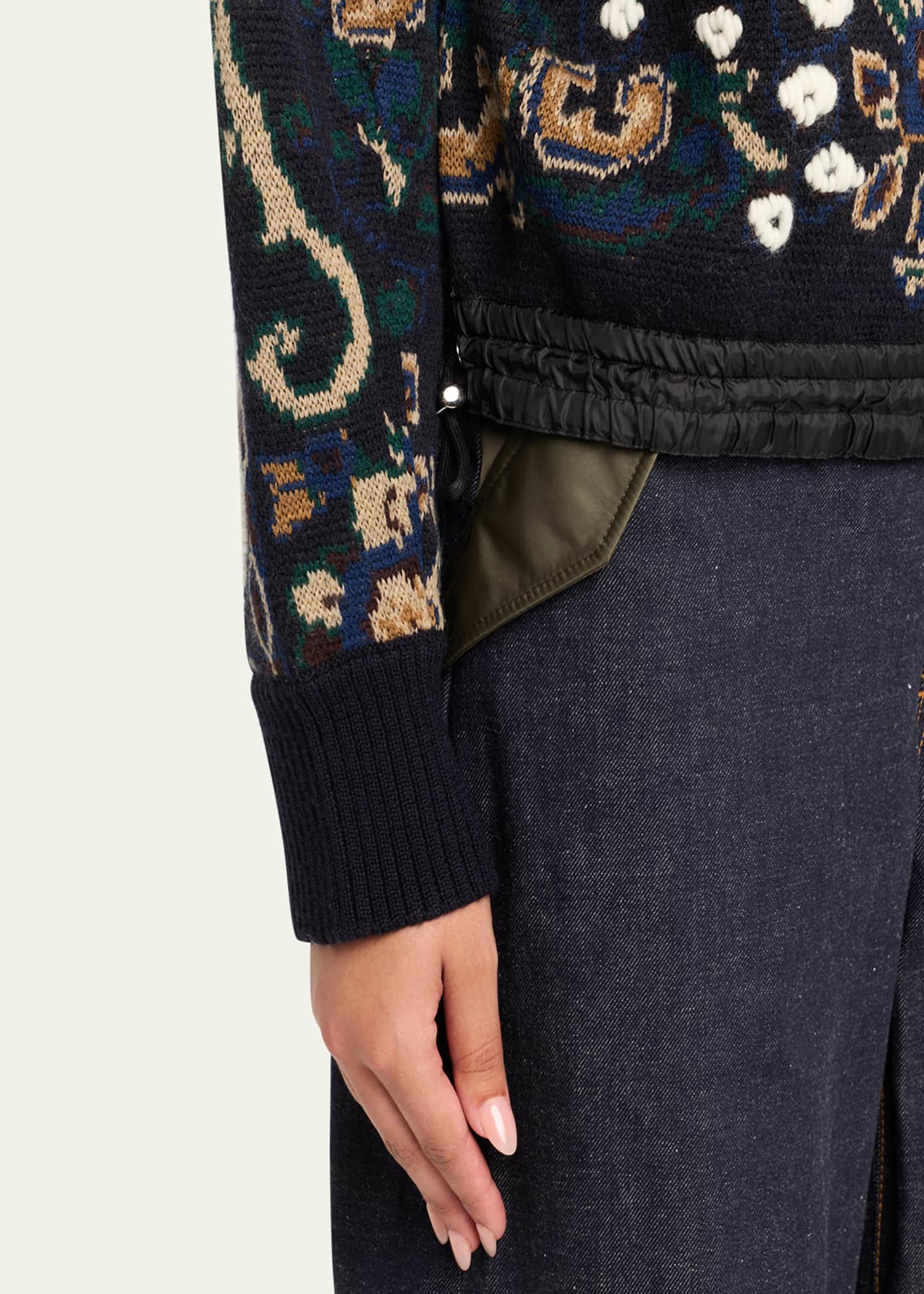 SACAI Floral Jacquard Sweater - Bergdorf Goodman