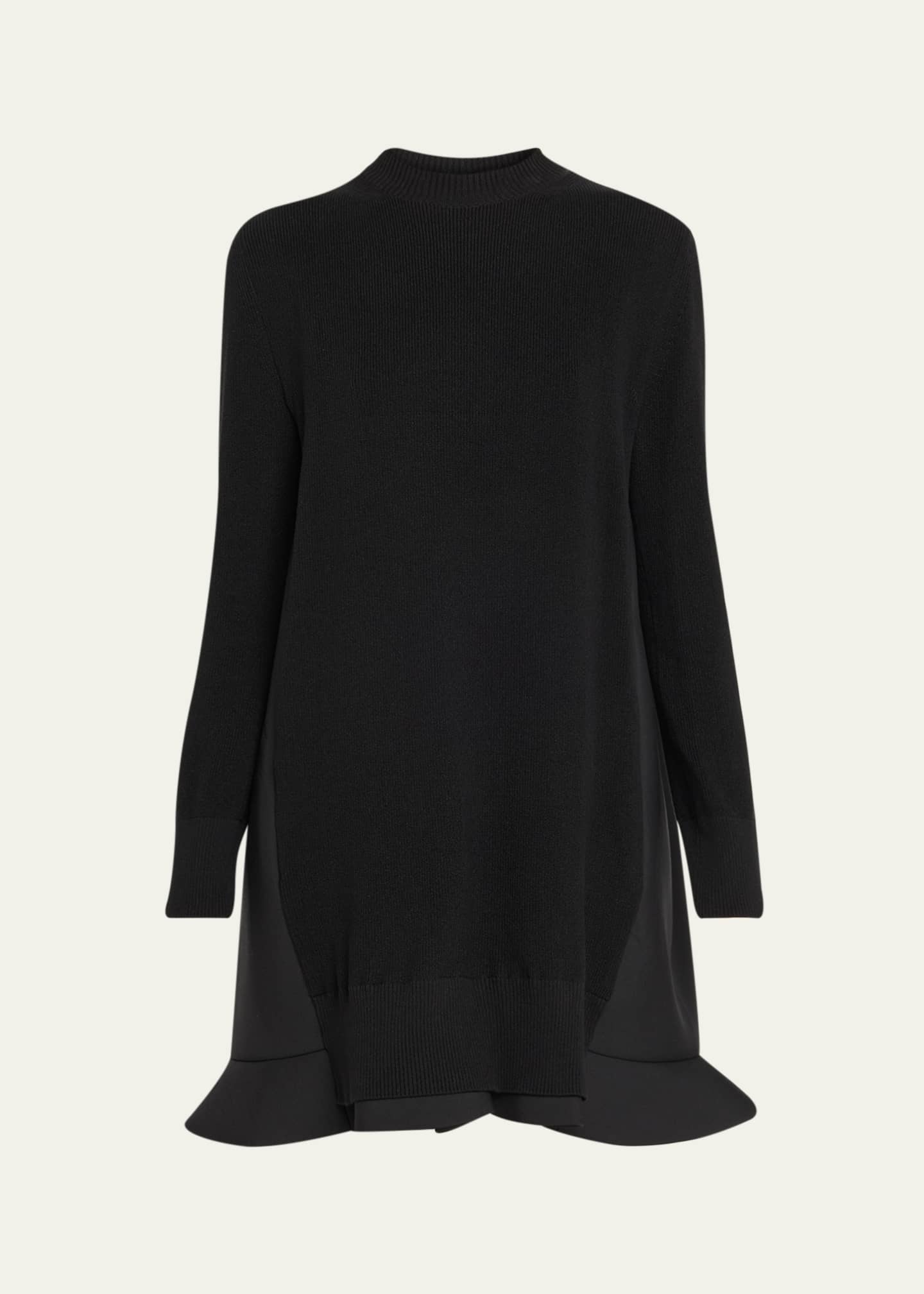 SACAI Mixed-Media Ruffle Mini Sweater Dress - Bergdorf Goodman