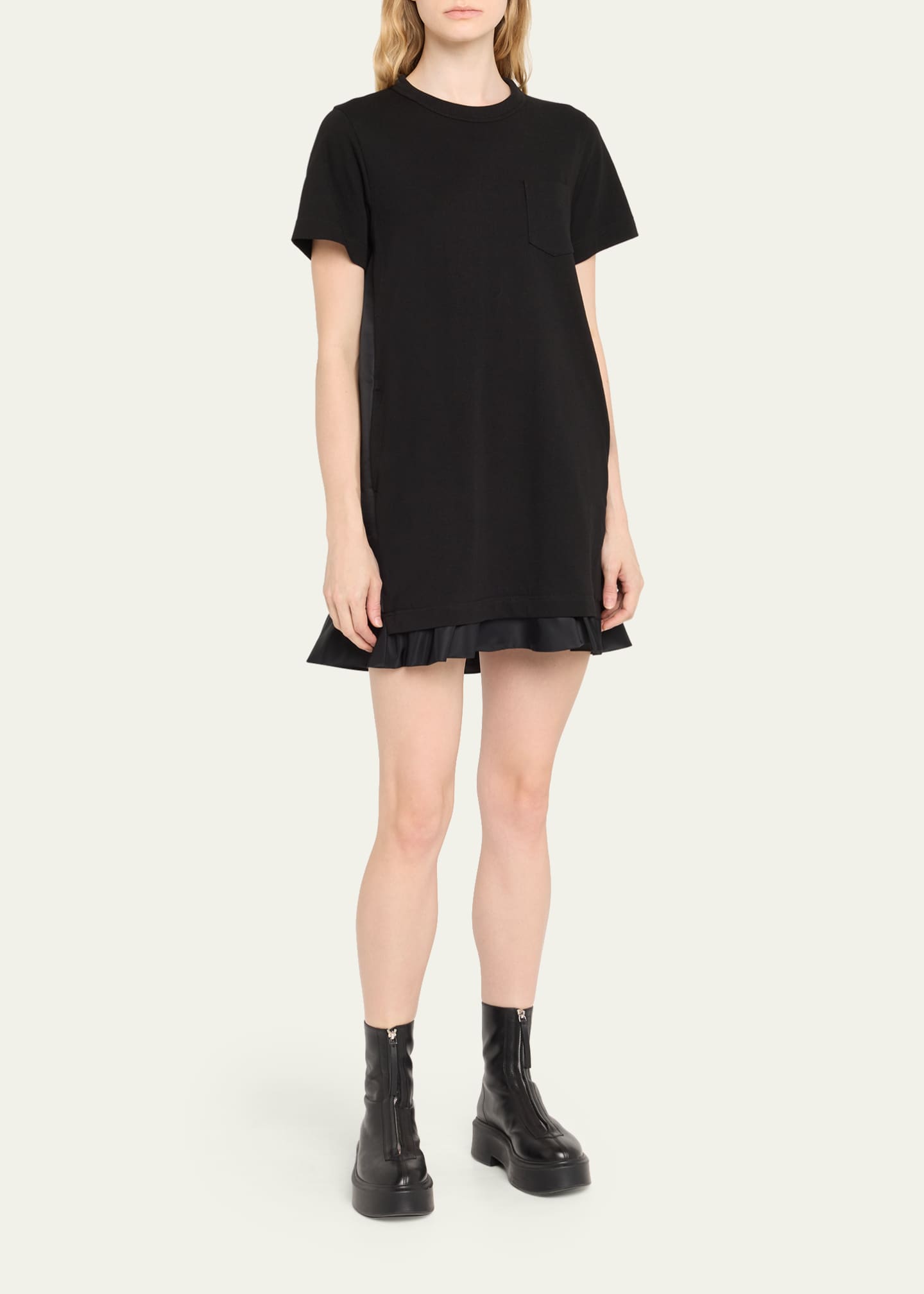 SACAI Nylon-Cotton Hybrid Mini Dress - Bergdorf Goodman