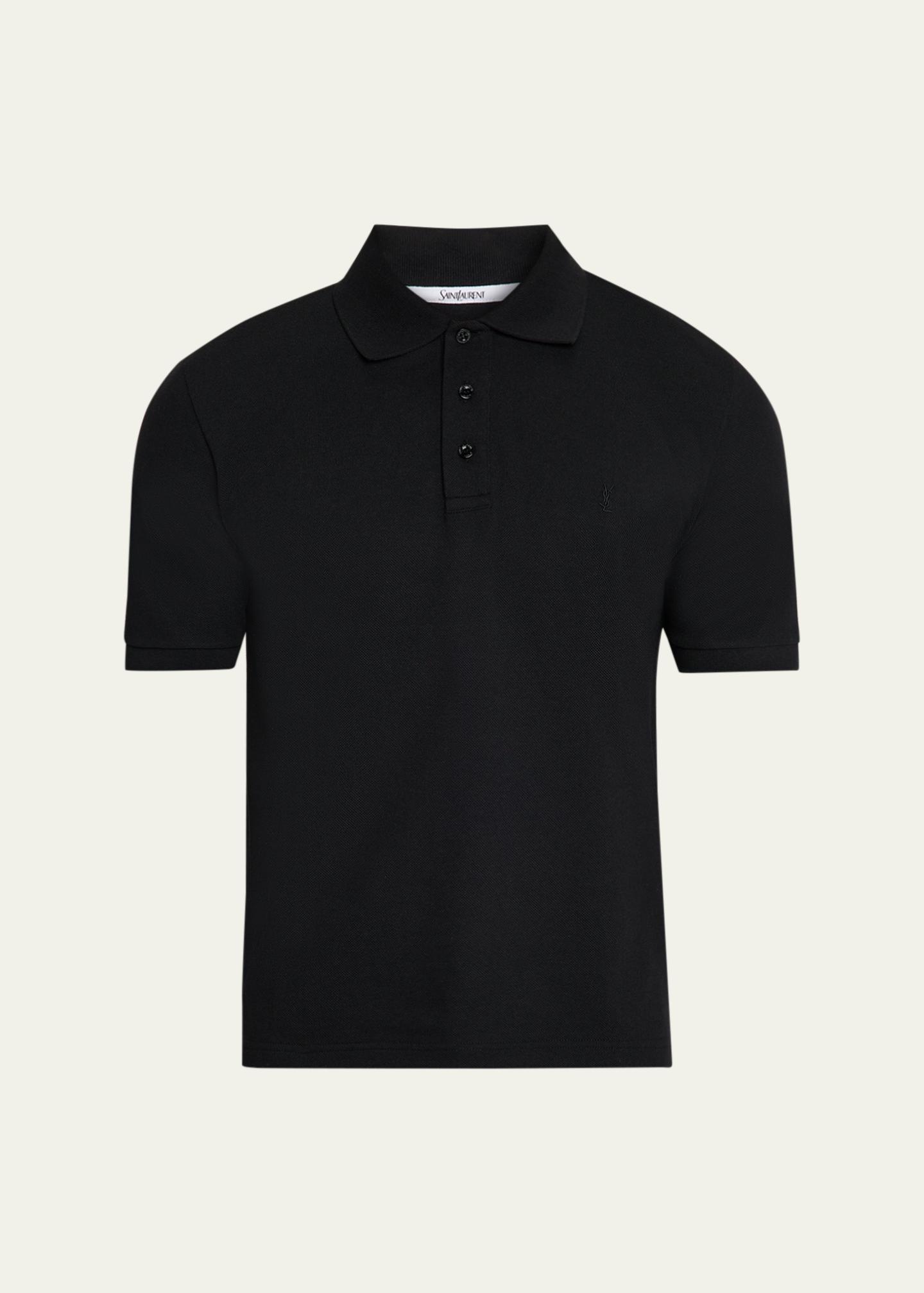 Saint Laurent Men's Embroidered Cassandre Cotton Polo Shirt - Bergdorf ...