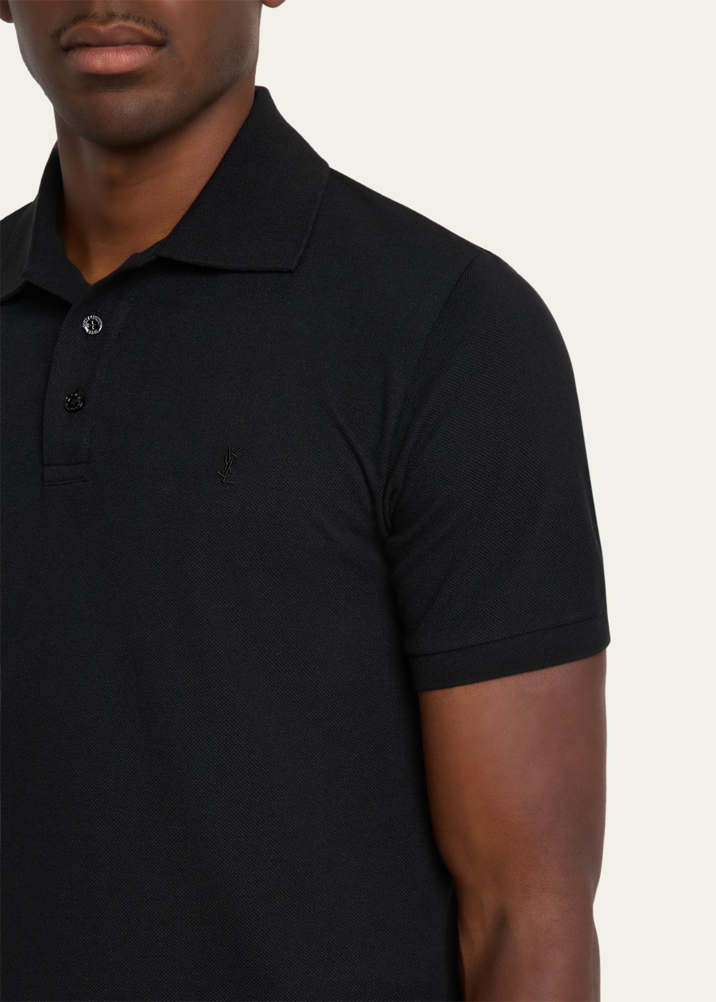 Saint Laurent Men's Embroidered Cassandre Cotton Polo Shirt - Bergdorf ...