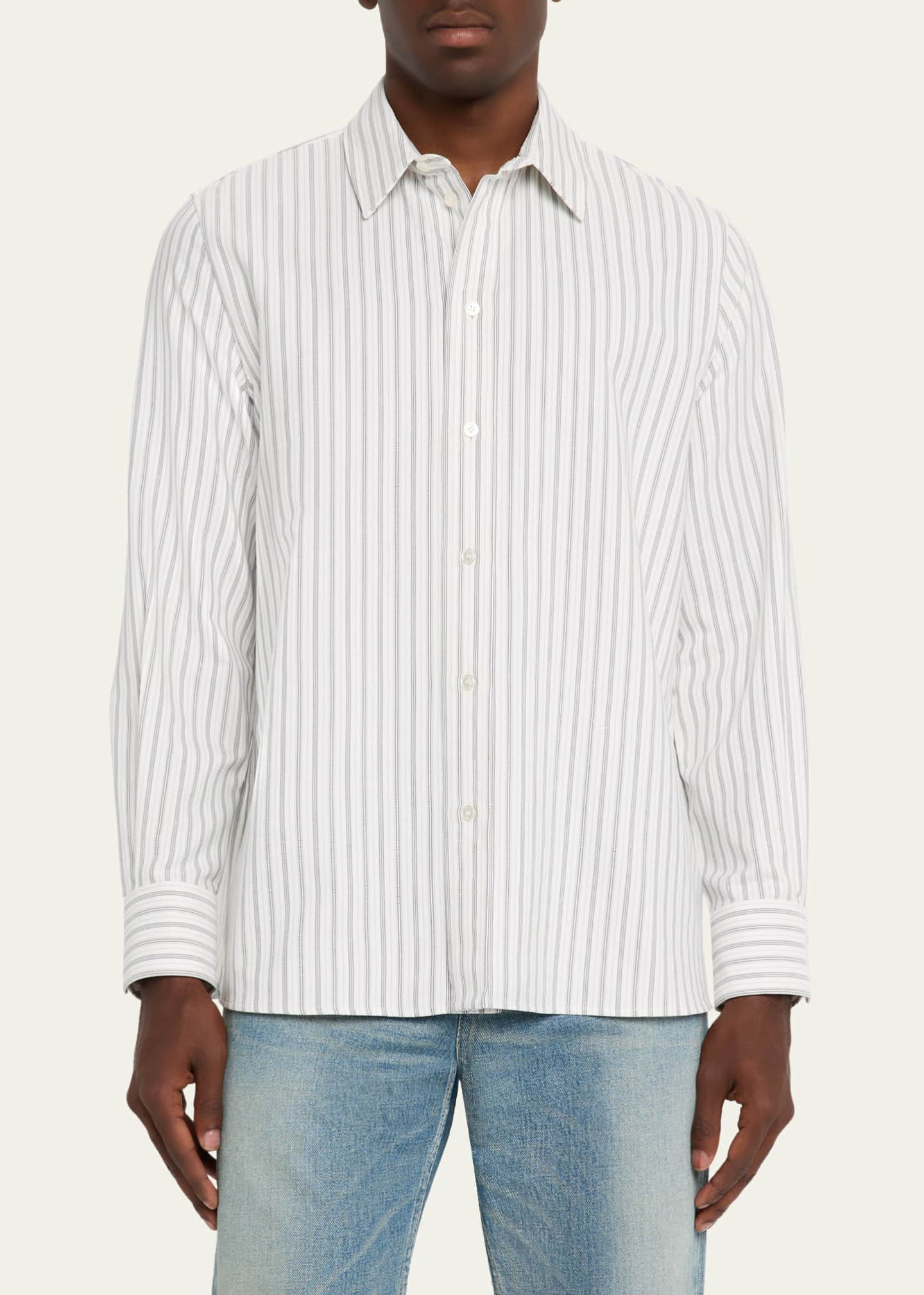 Saint Laurent Men's Striped Sport Shirt Image 4 of 5