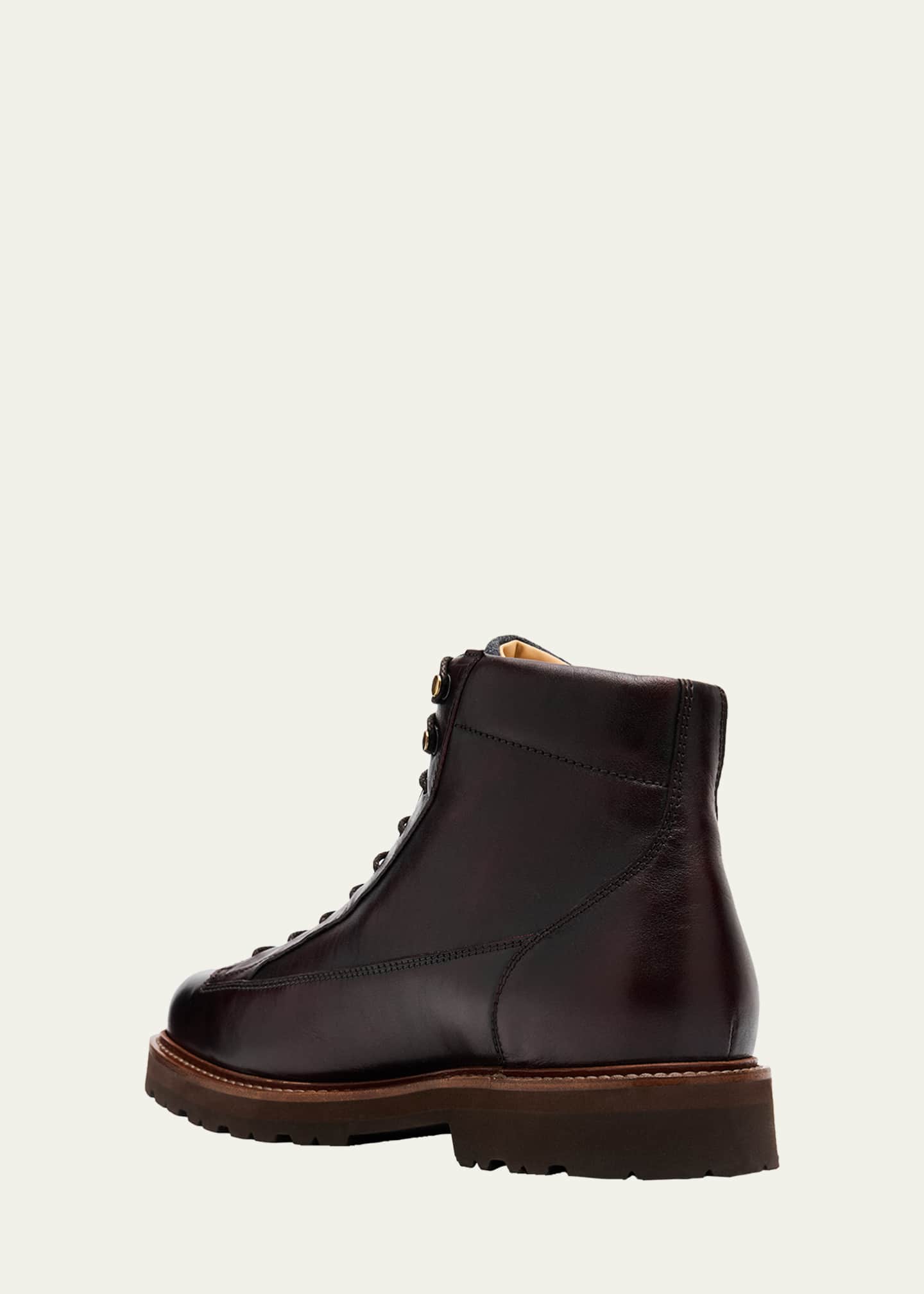 Brunello Cucinelli Men's Leather Wool-Tongue Hiking Ankle Boots
