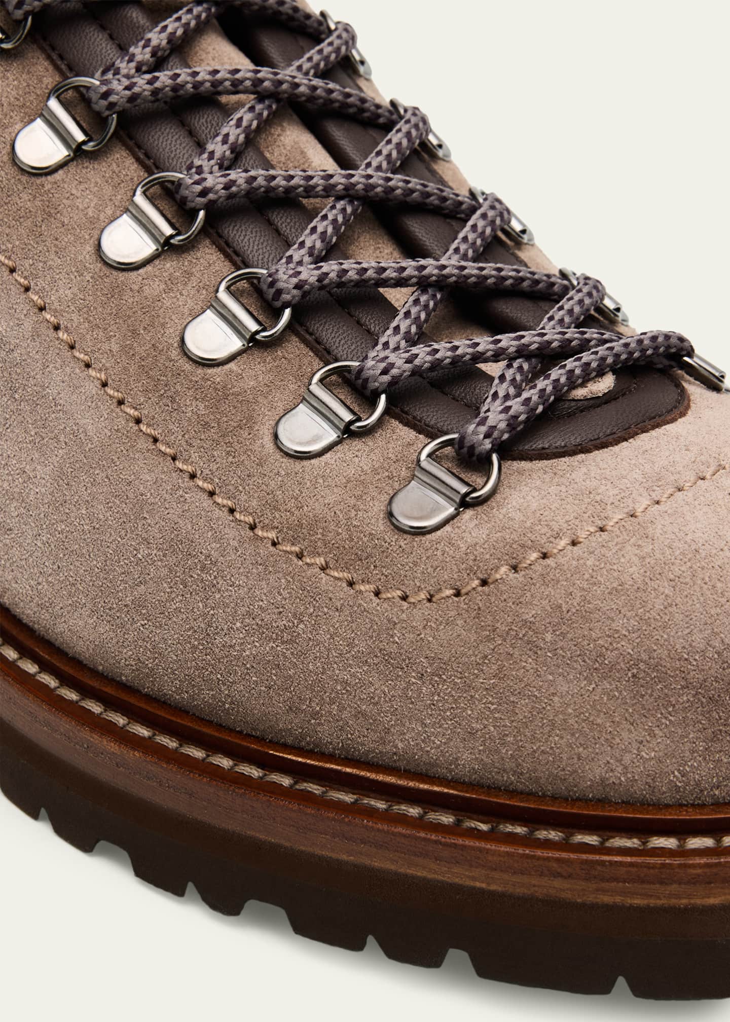 Brunello Cucinelli Men's Suede Wool-Collar Hiking Boots - Bergdorf