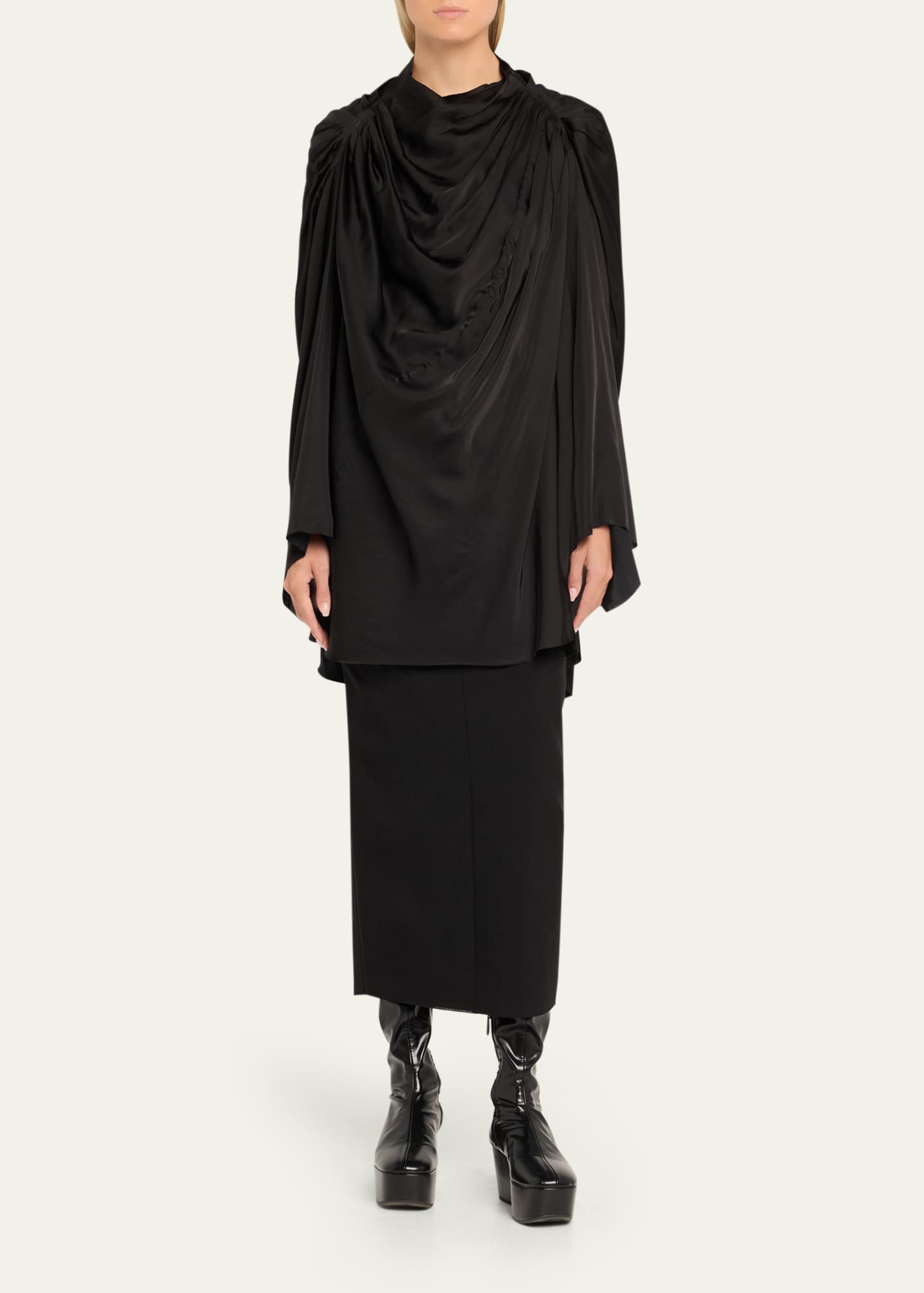 トップス rick owens cape sleeve knit RICK OWENS SS24 LIDO CAPE SLEEVE KNIT IN BLACK LIGHTWEIGHT
