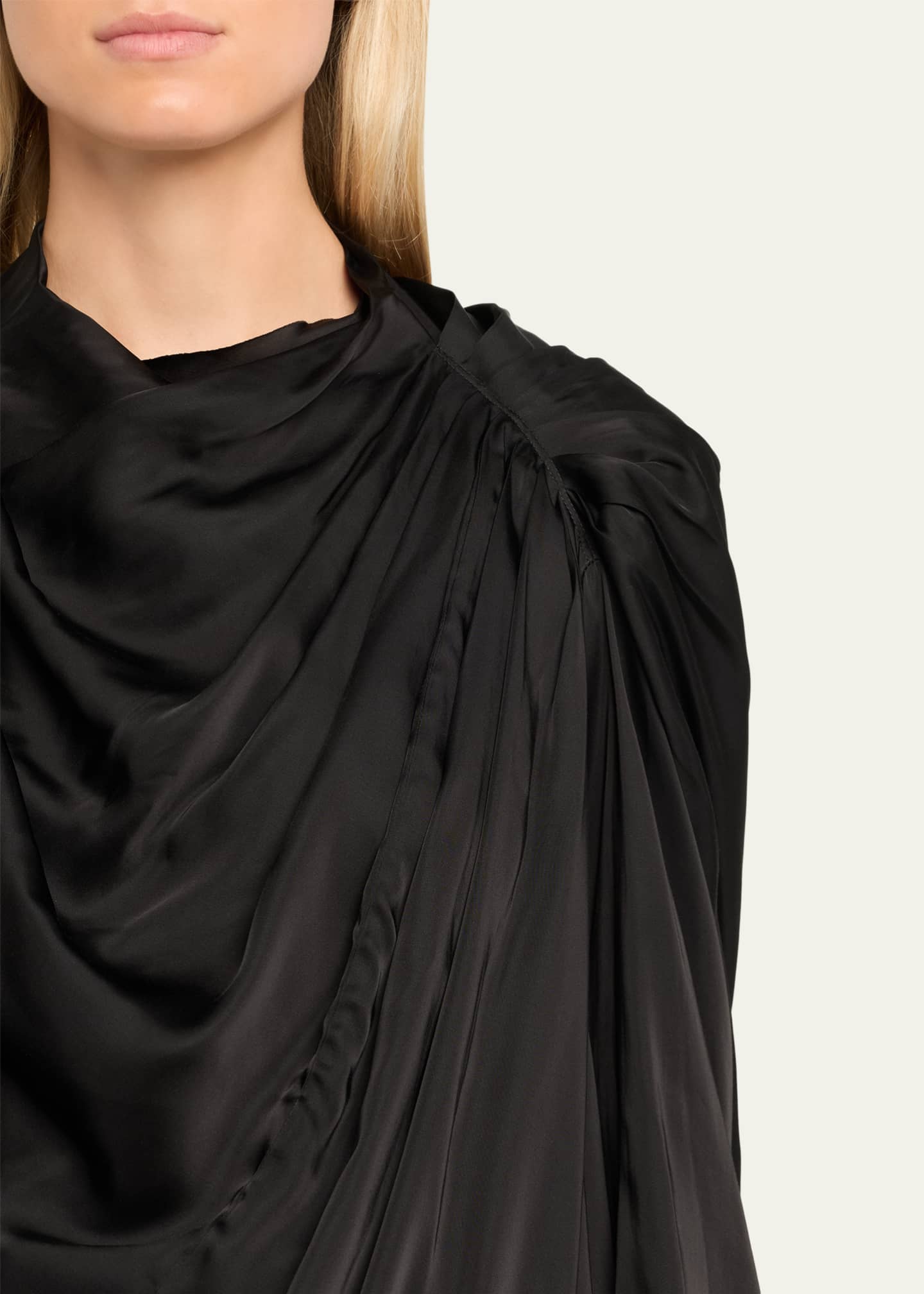 Rick Owens Long-Sleeve Draped Cape Tunic - Bergdorf Goodman