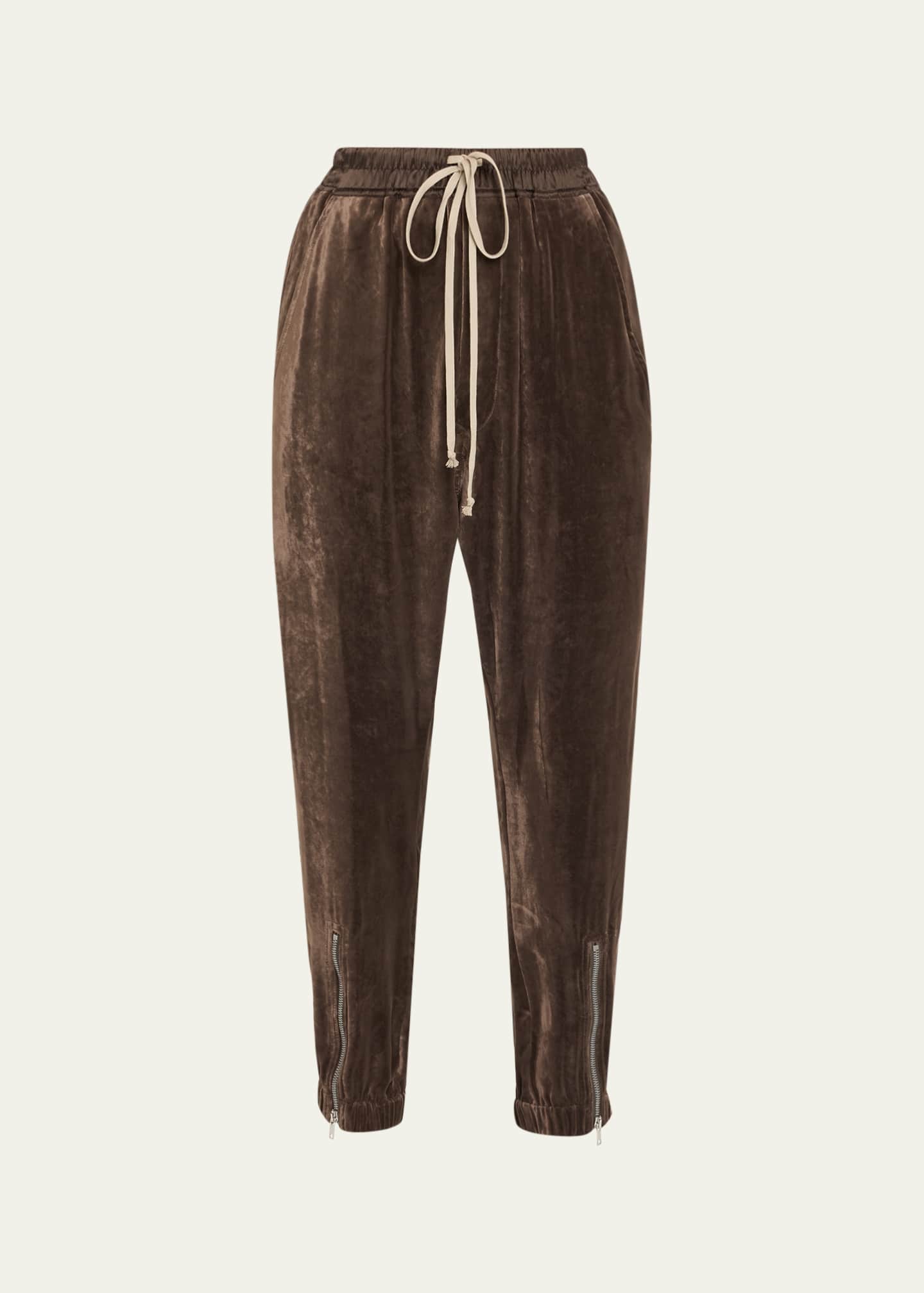 Rick Owens Velvet Zip Joggers - Bergdorf Goodman