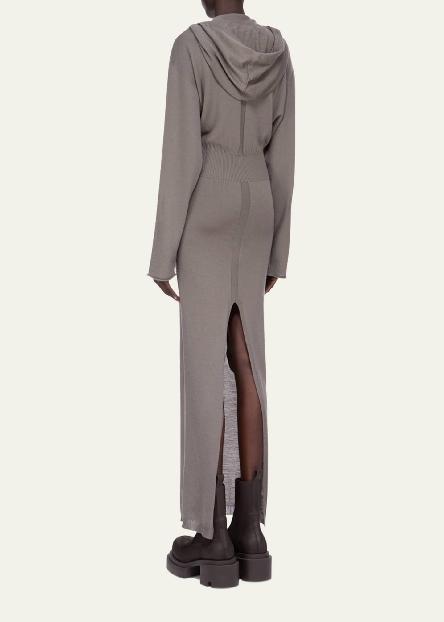Rick Owens Hooded Draped Maxi Sweater Dress - Bergdorf Goodman