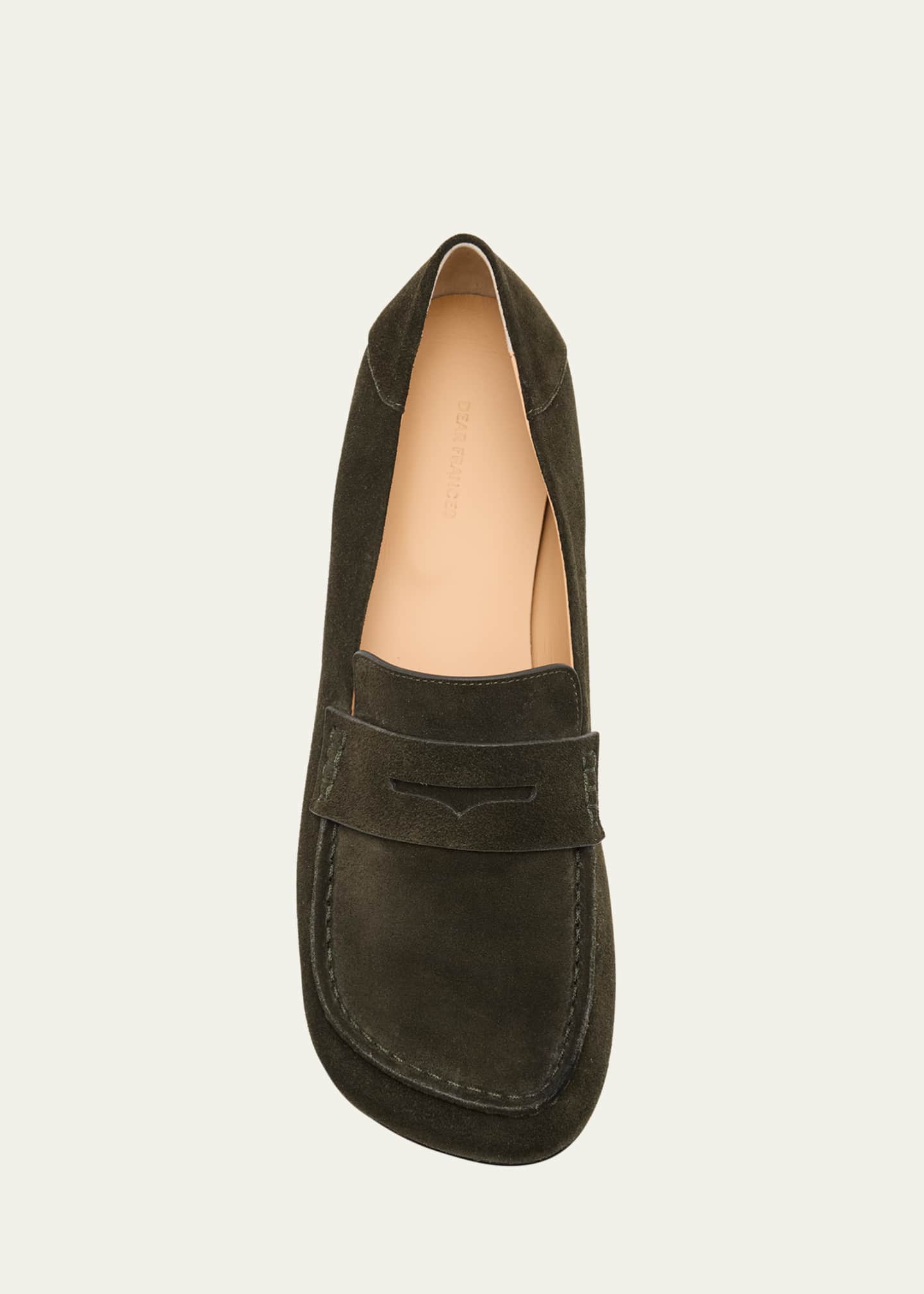 Dear Frances Drew Asymmetric Suede Penny Loafers - Bergdorf
