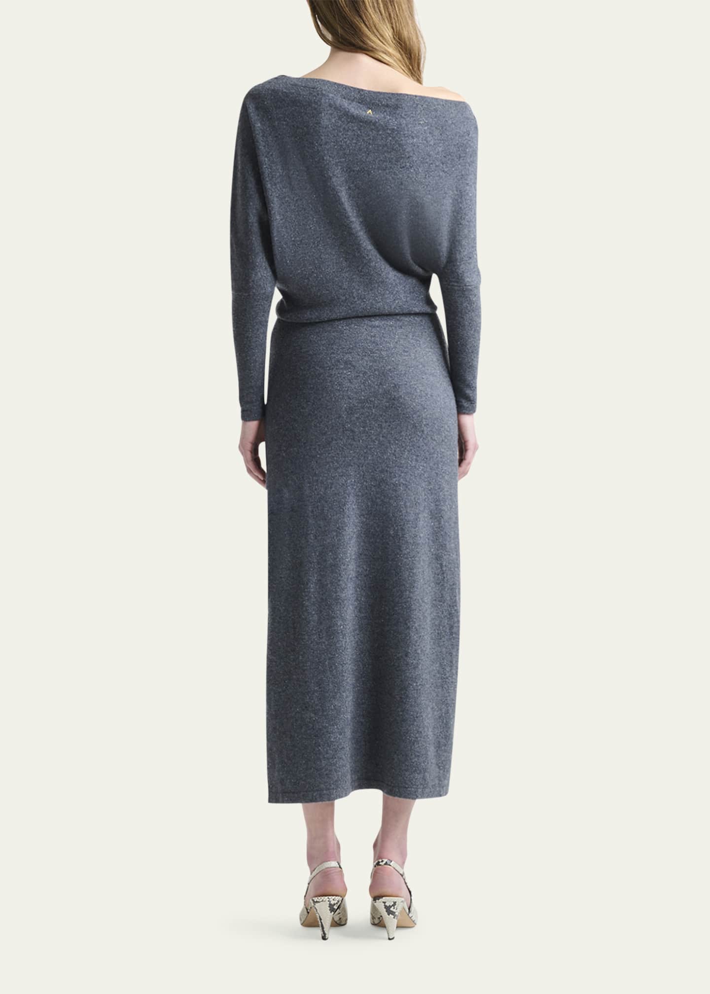 Altuzarra Kasos One-Shoulder Long-Sleeve Cashmere Midi Dress Image 3 of 5