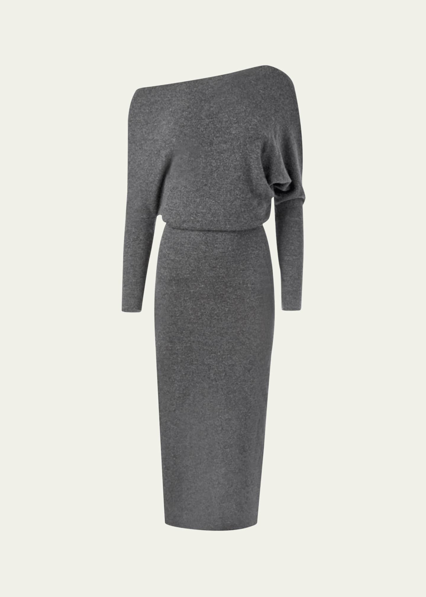 Altuzarra Kasos One-Shoulder Long-Sleeve Cashmere Midi Dress Image 1 of 5