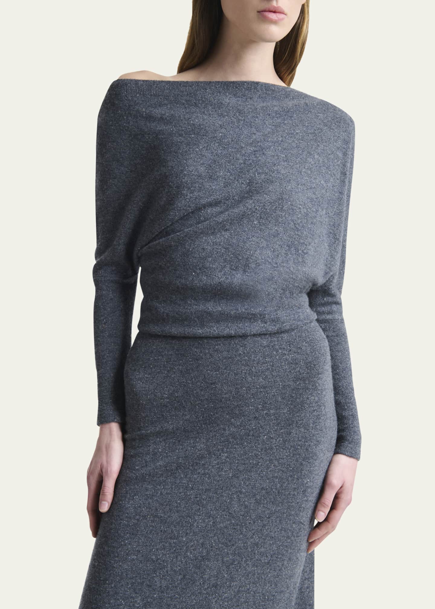 Altuzarra Kasos One-Shoulder Long-Sleeve Cashmere Midi Dress Image 5 of 5