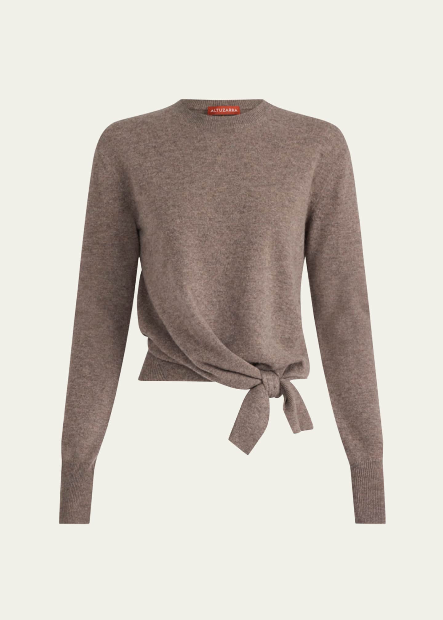 Altuzarra Nalini Knotted Cashmere Crewneck Sweater Image 1 of 4