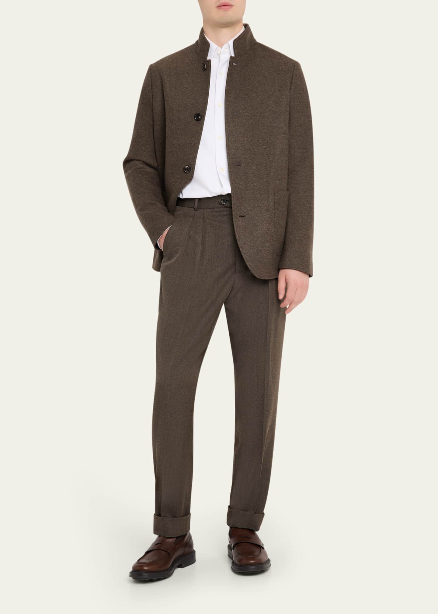 Loro Piana Men's Stafford Wool Twill Pleated Trousers - Bergdorf