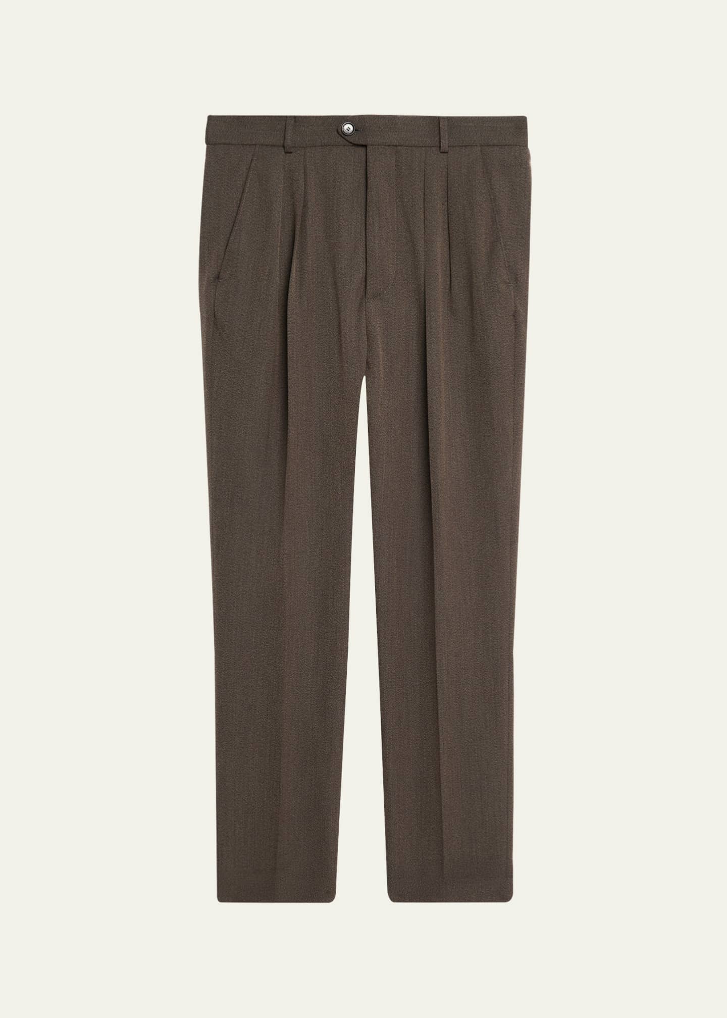 Loro Piana Men's Stafford Wool Twill Pleated Trousers - Bergdorf