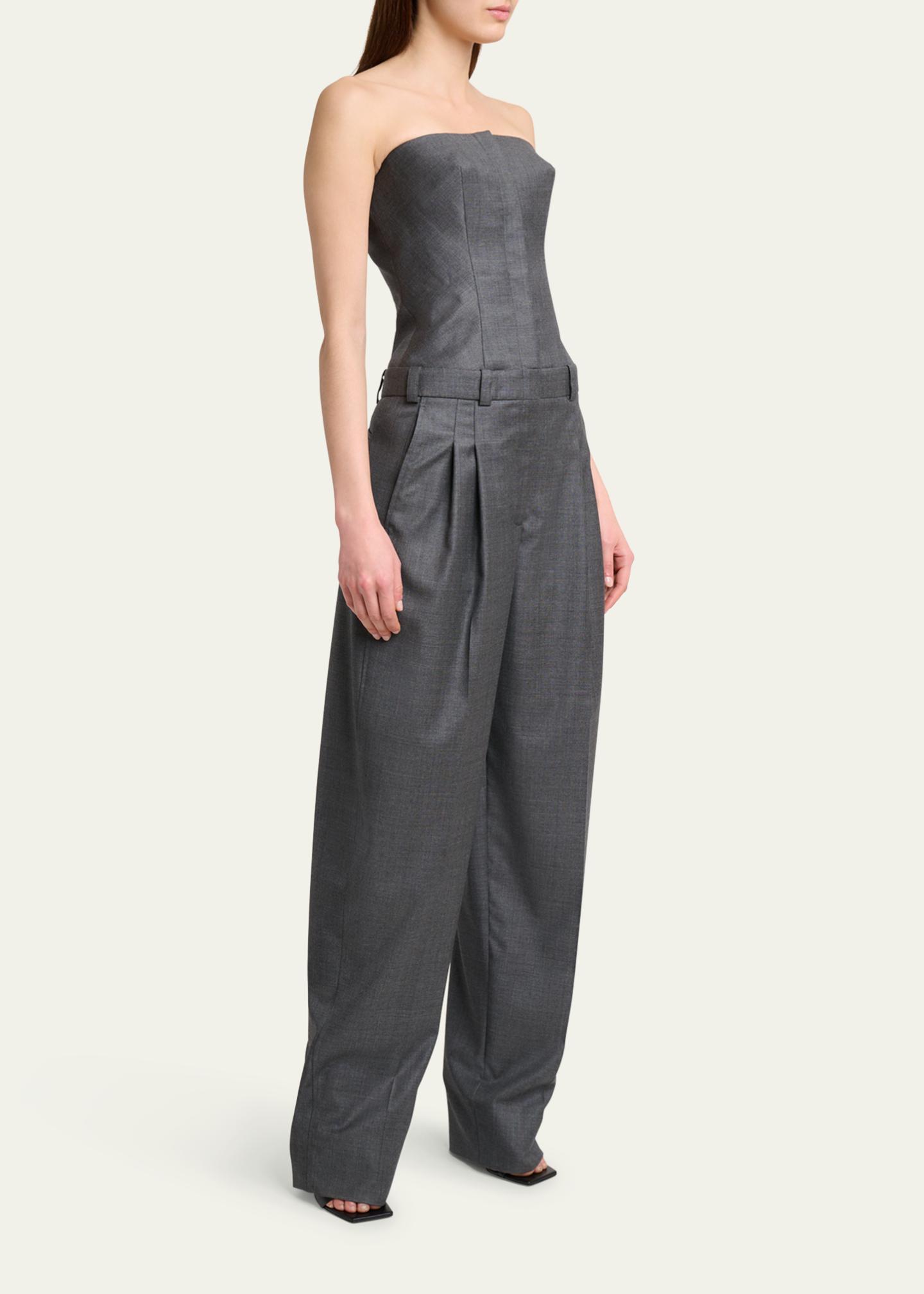 Givenchy Bustier Pleated Straight-Leg Jumpsuit - Bergdorf Goodman